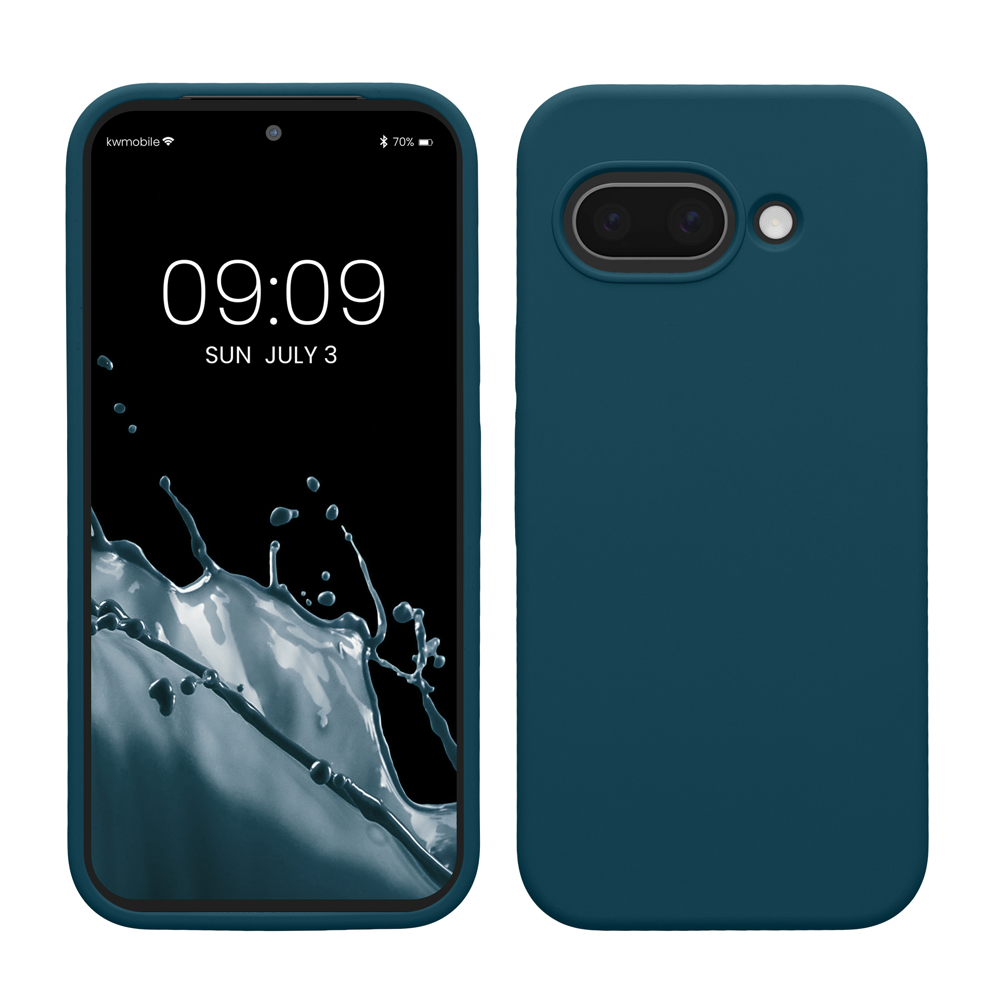 Gummierte Silikon Hülle für Google Pixel 9a in Petrol matt