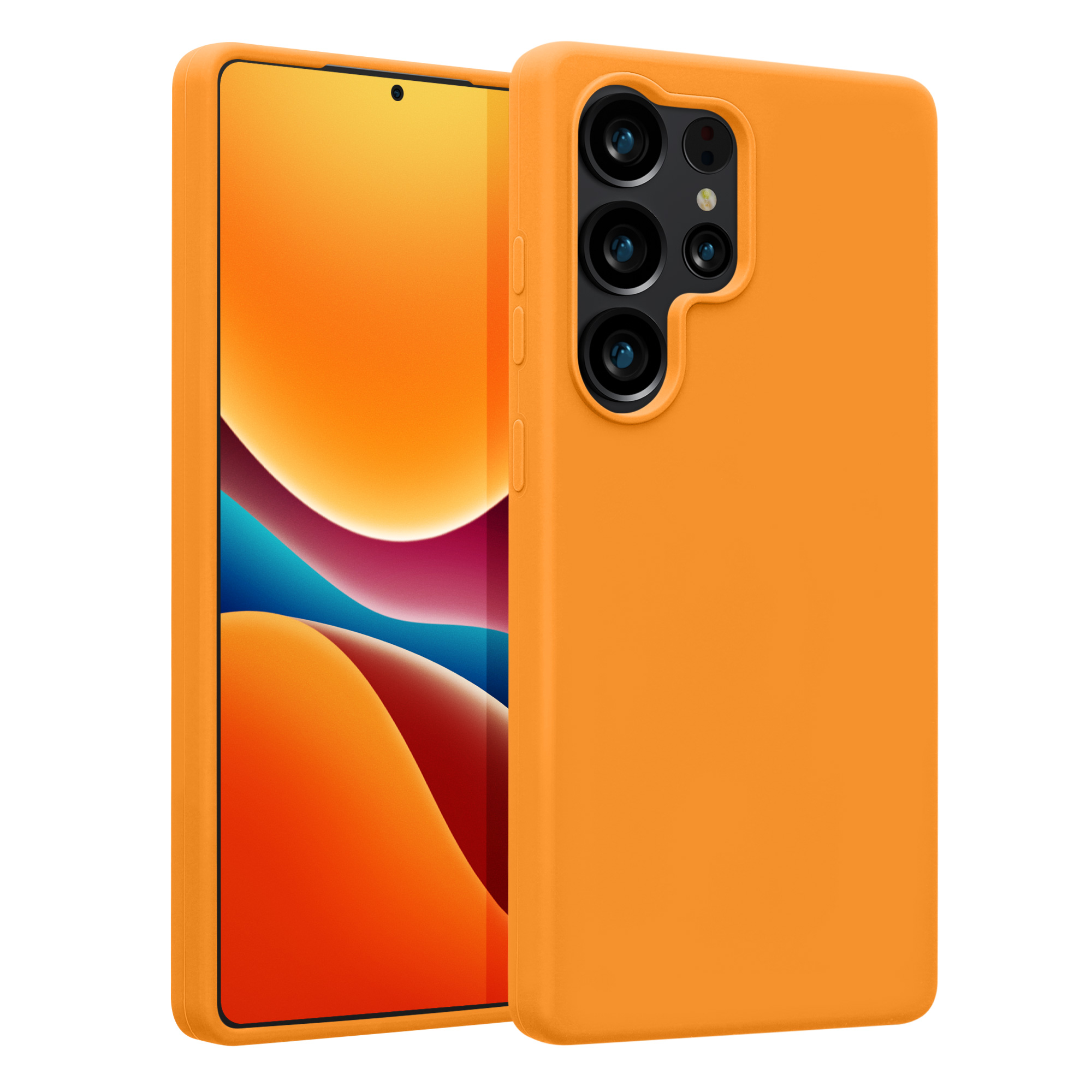 Gummierte Silikon Hülle für Samsung Galaxy S25 Ultra in Fruity Orange