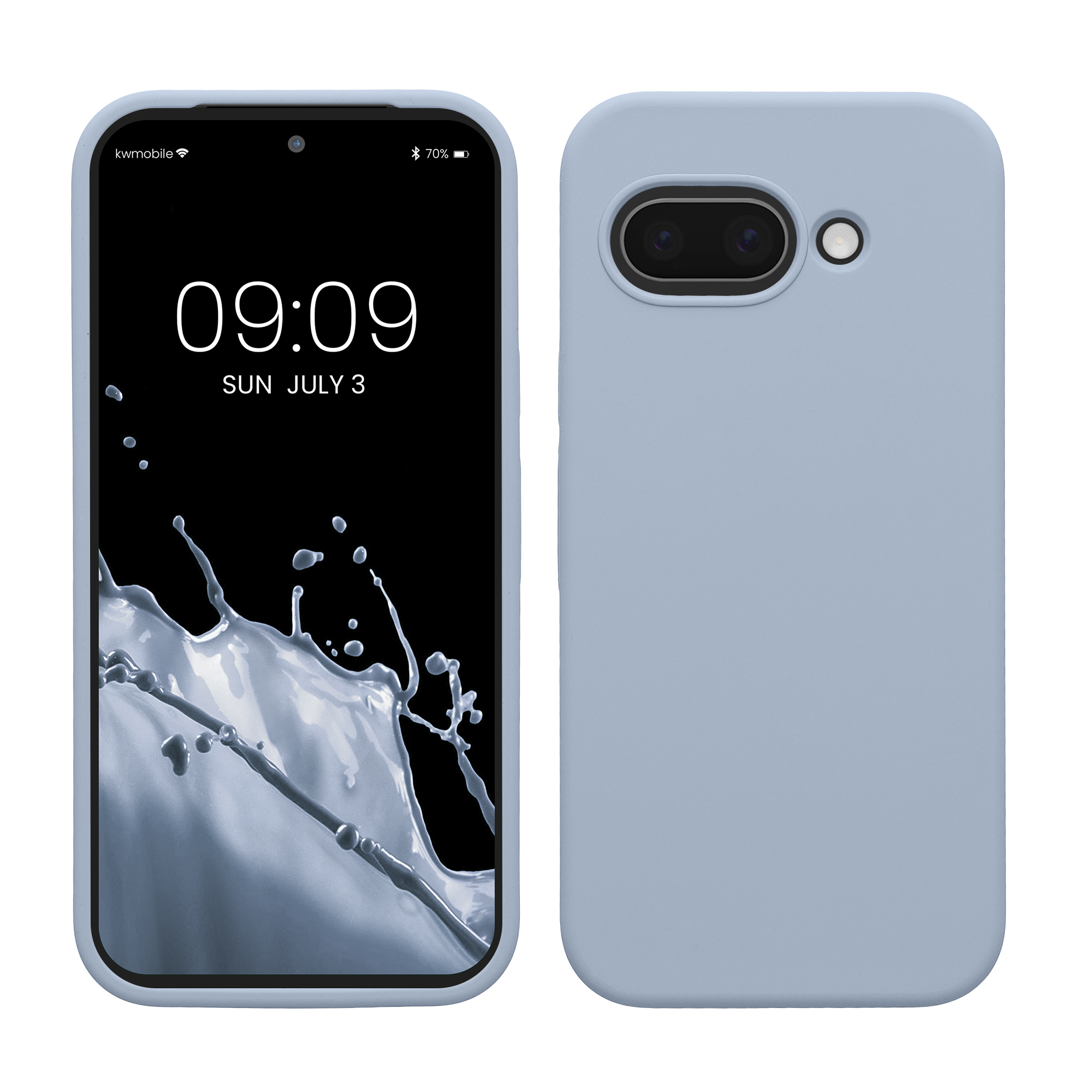 Gummierte Silikon Hülle für Google Pixel 9a in Hellblau matt