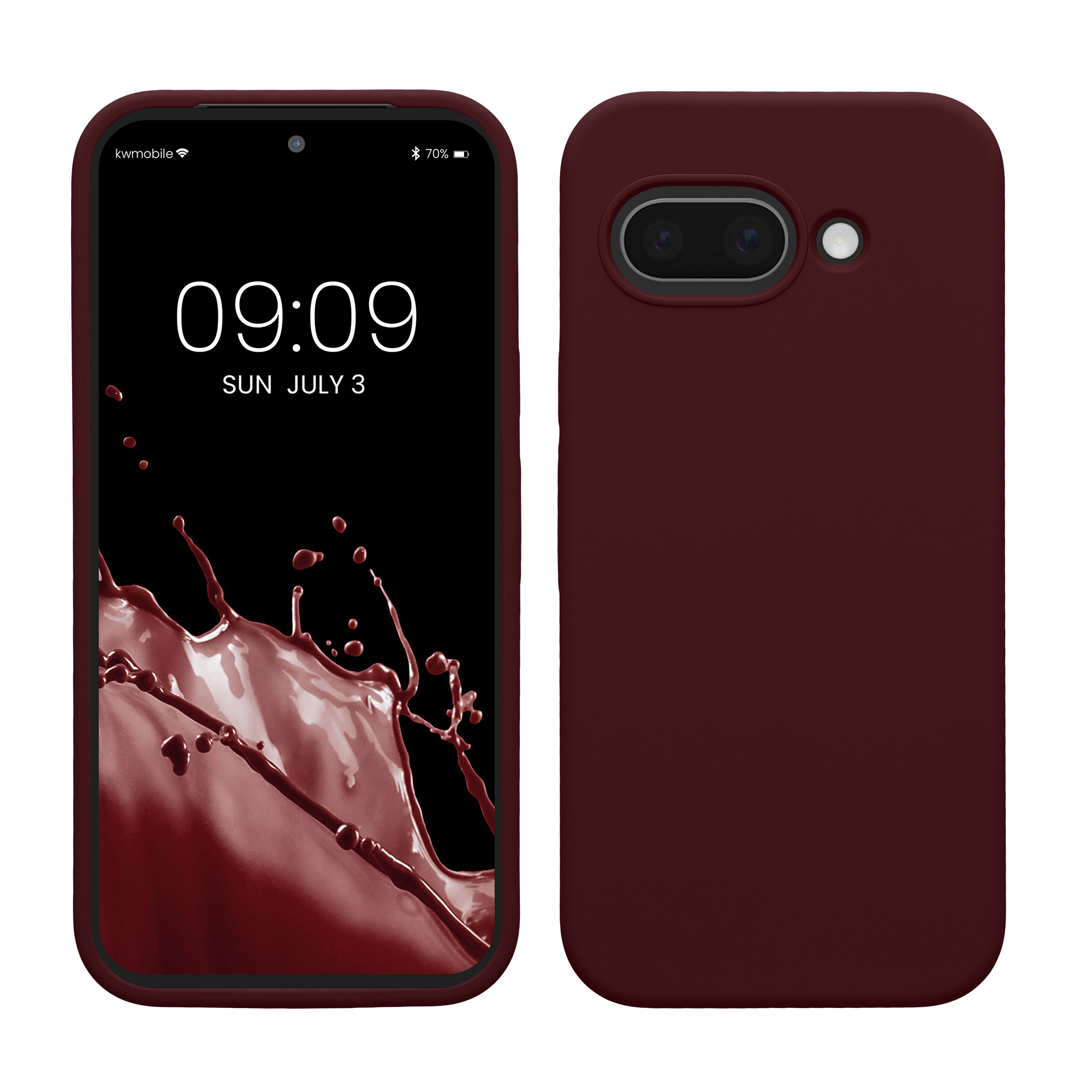 Gummierte Silikon Hülle für Google Pixel 9a in Bordeaux Violett