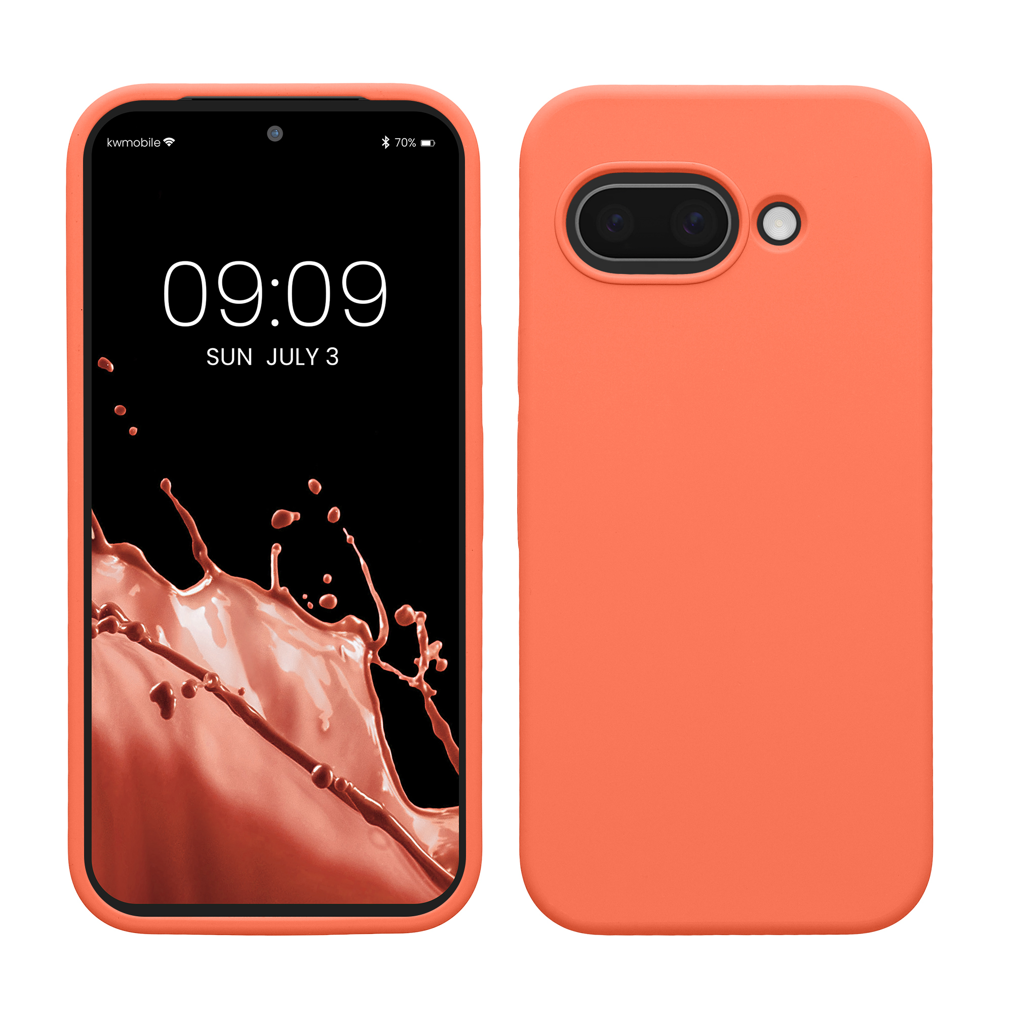 Gummierte Silikon Hülle für Google Pixel 9a in Leuchtende Koralle