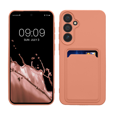TPU Hülle mit Kartenfach für Samsung Galaxy A55 5G Grapefruit Pink