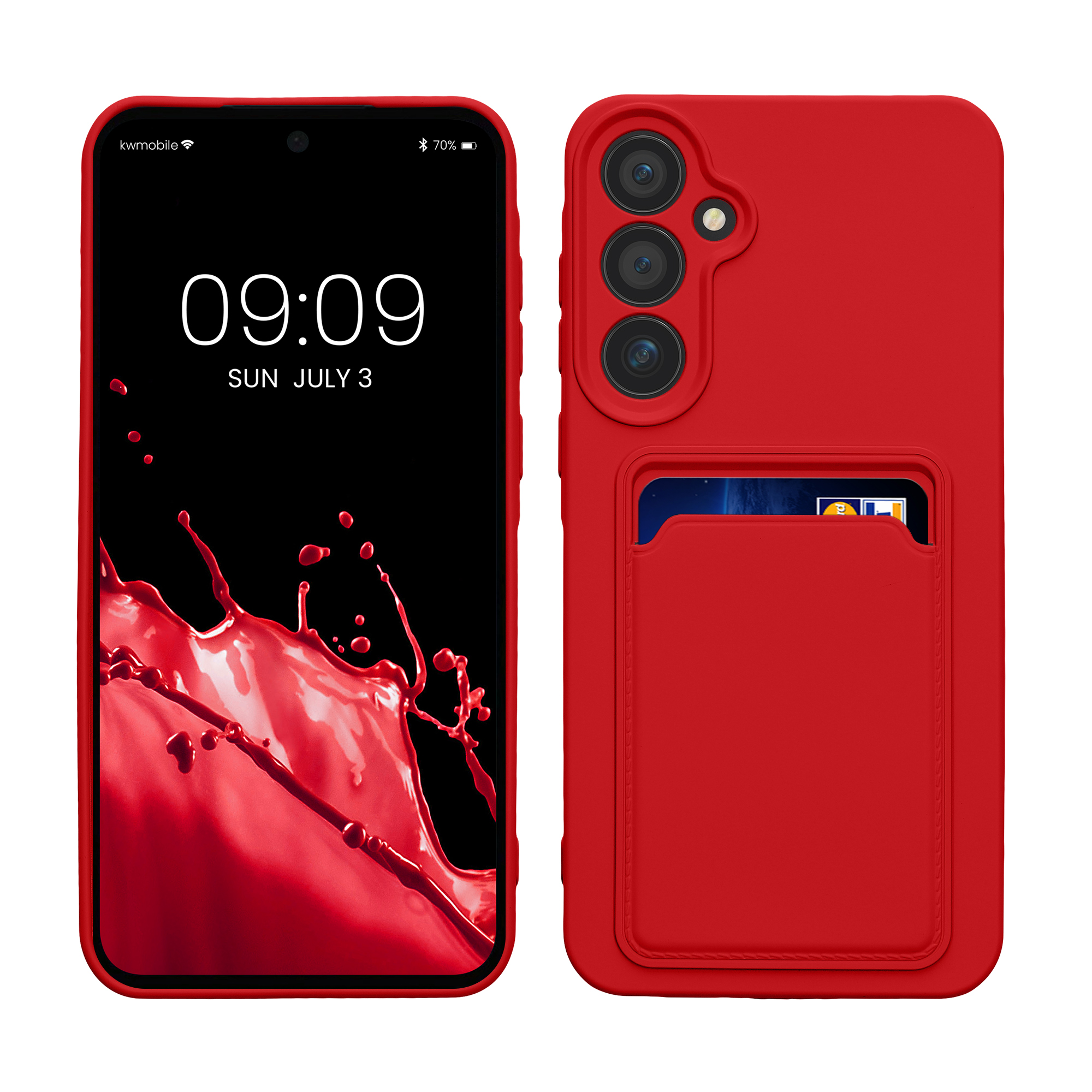 TPU Hülle mit Kartenfach für Samsung Galaxy A55 5G Rot