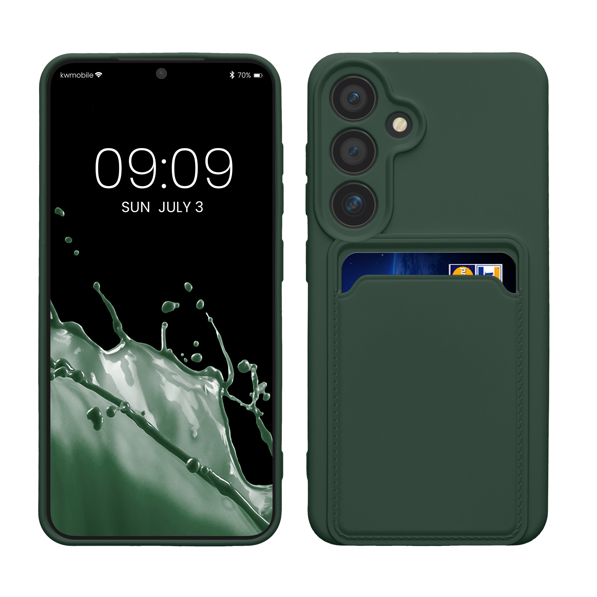 TPU Hülle mit Kartenfach für Samsung Galaxy S24 Dunkelgrün