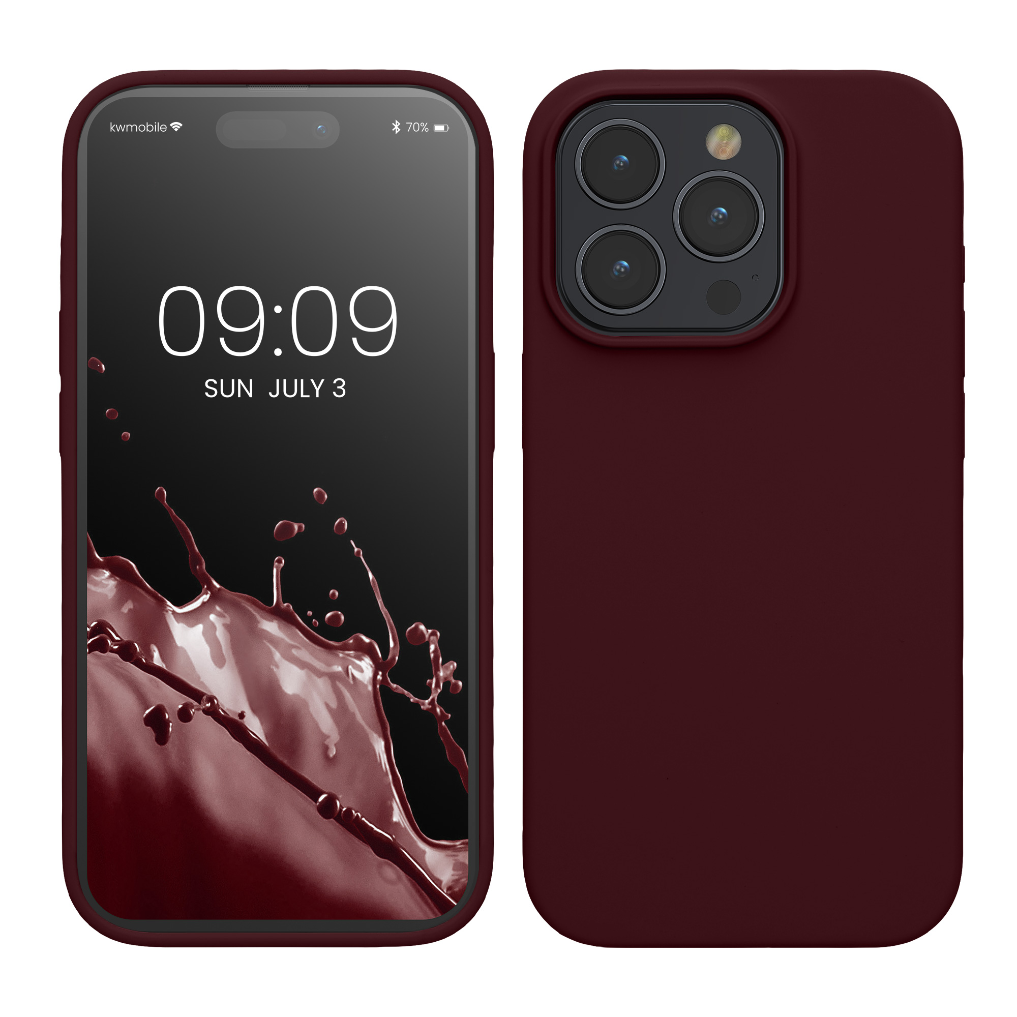 Gummierte Silikon Hülle für Apple iPhone 15 Pro in Bordeaux Violett