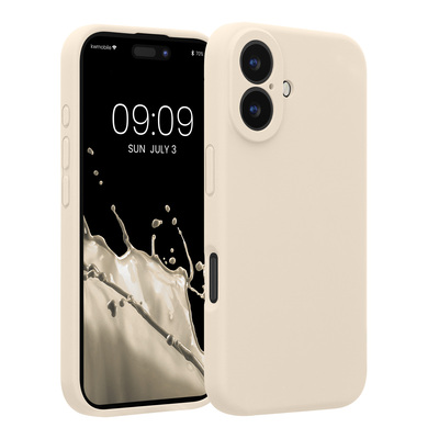 Gummierte Silikon Hülle mit Kameraschutz für Apple iPhone 16 in Creme