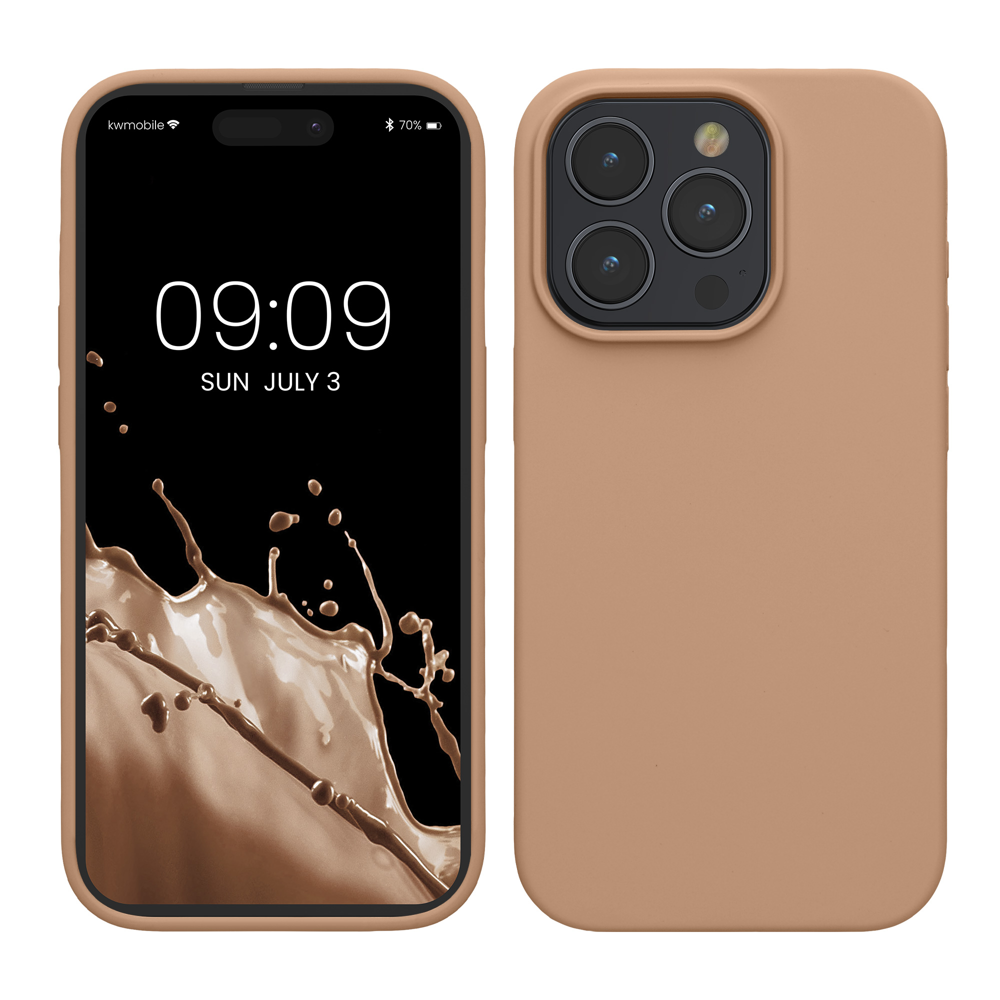 Gummierte Silikon Hülle für Apple iPhone 15 Pro Max in Cappuccino