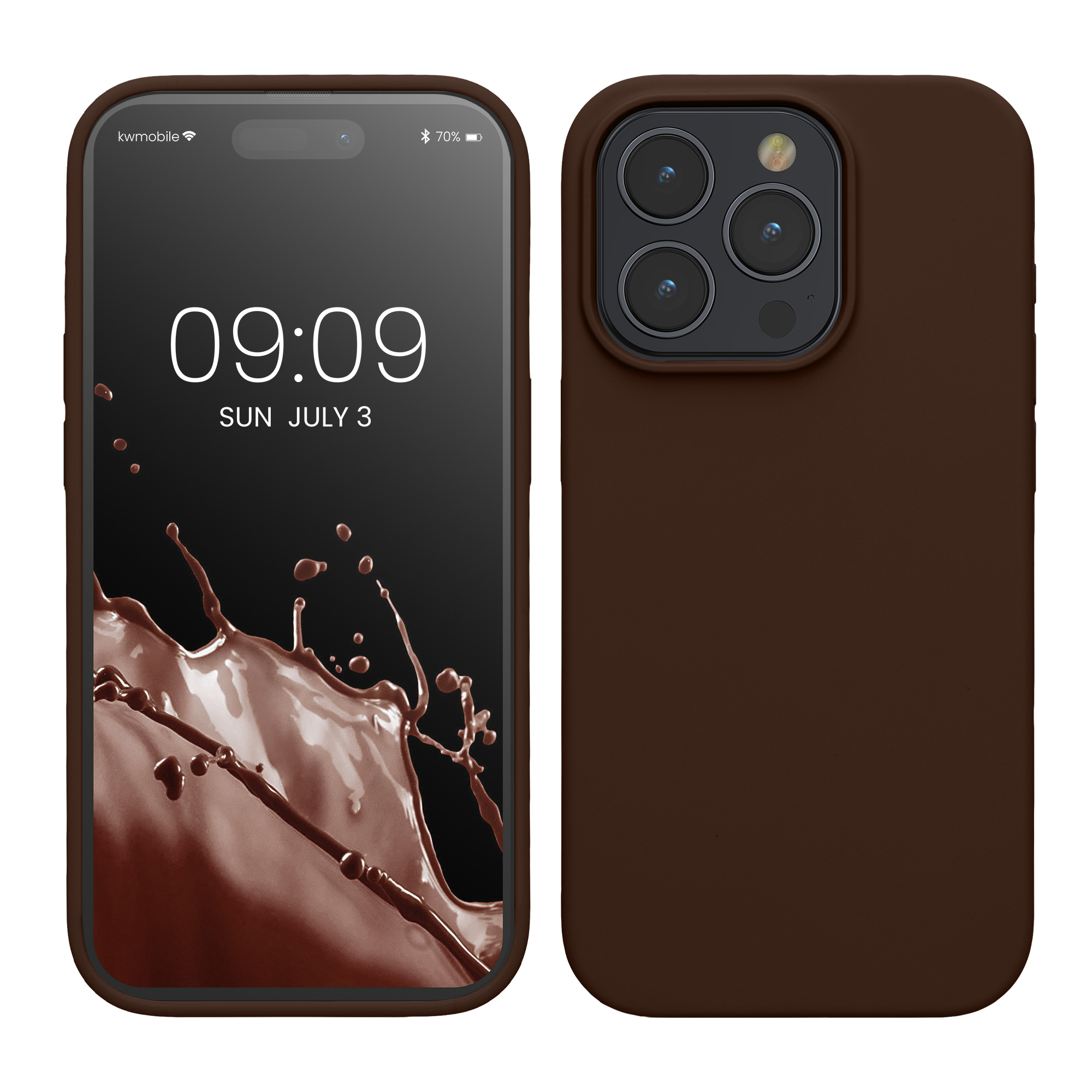 Gummierte Silikon Hülle für Apple iPhone 15 Pro in Chocolate