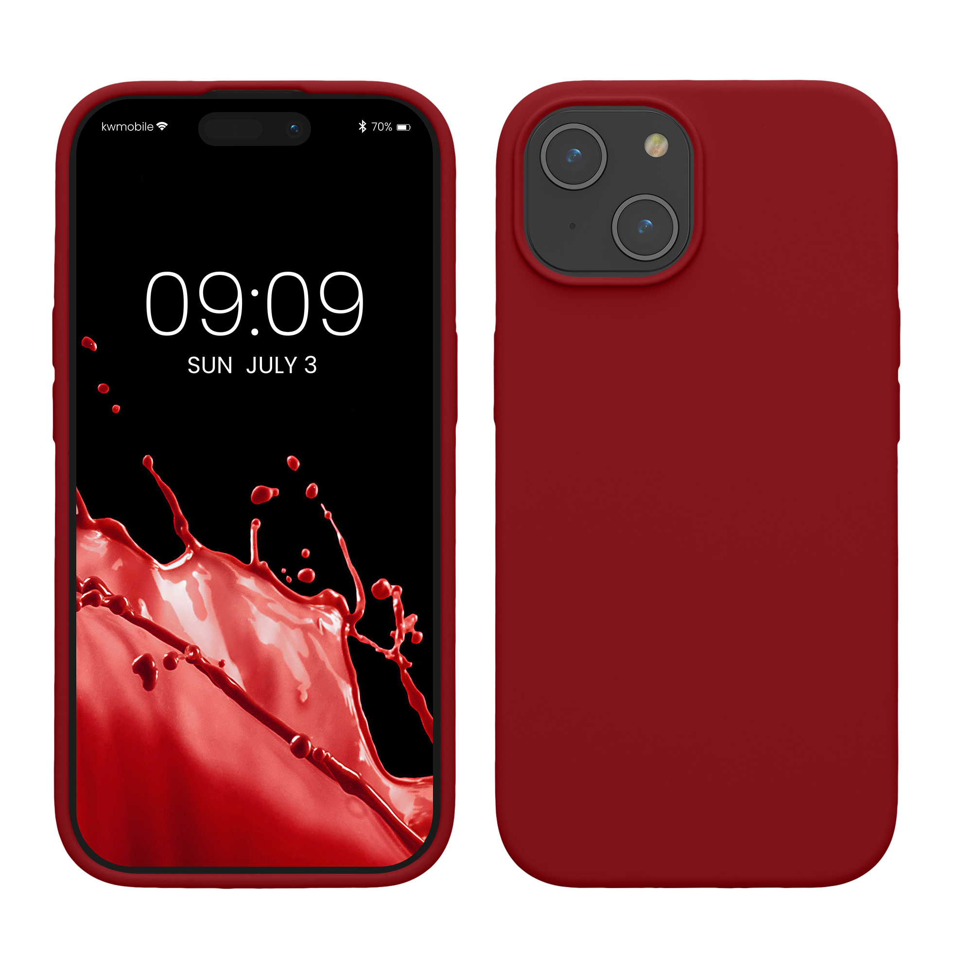 Gummierte Silikon Hülle für Apple iPhone 15 in Rhabarber Rot