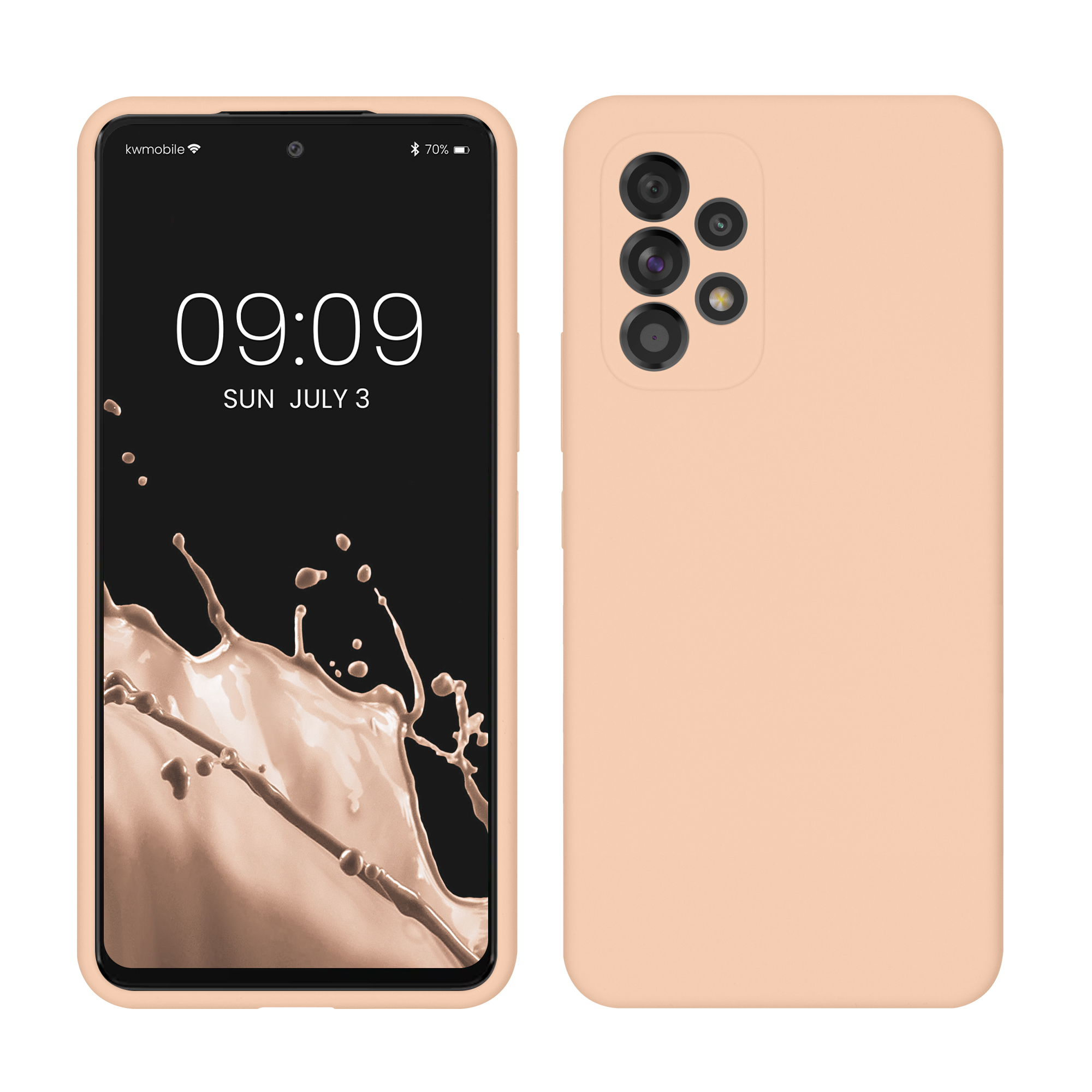 Gummierte Silikon Hülle für Samsung Galaxy A53 5G in Pastell Pfirsich