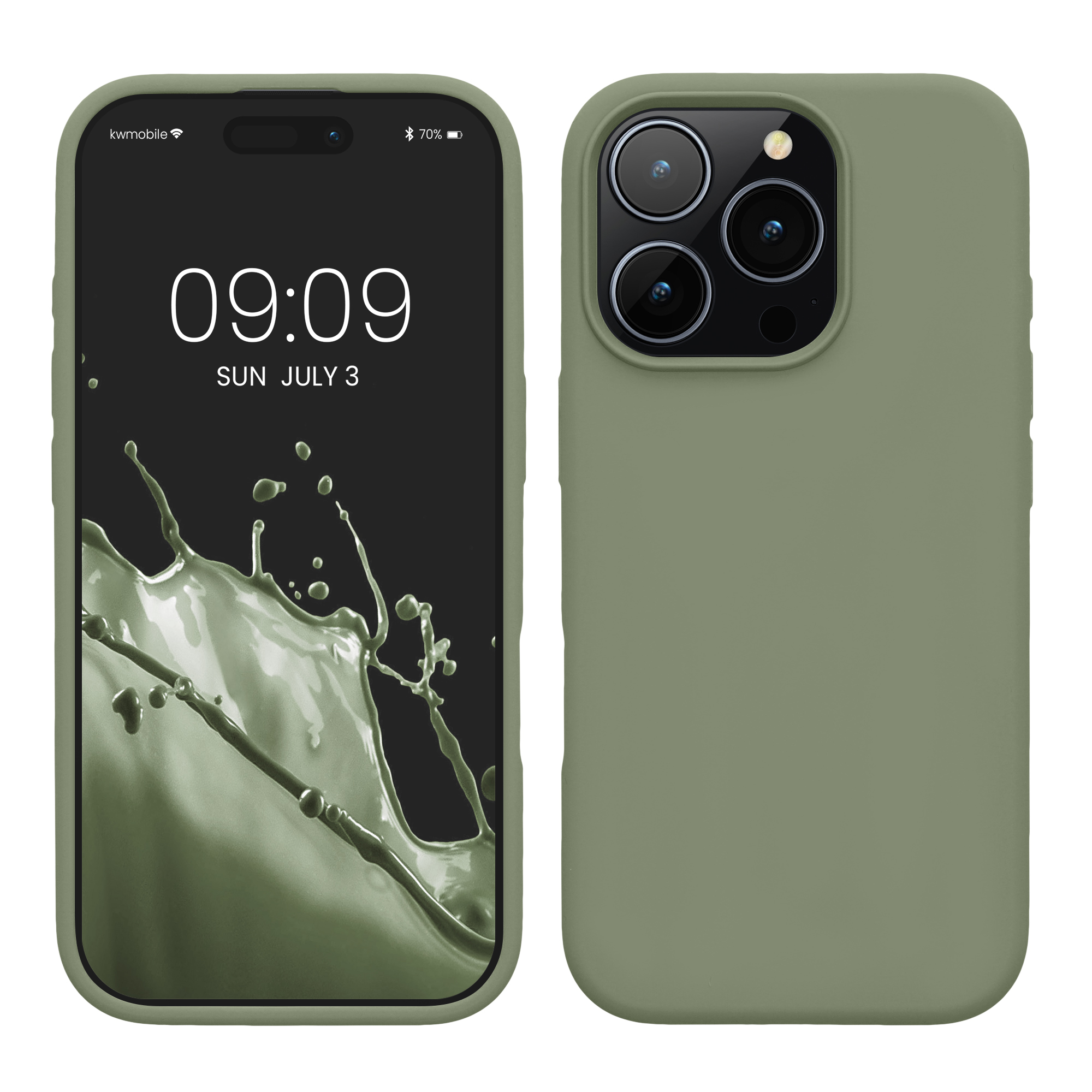 Gummierte Silikon Hülle für Apple iPhone 16 Pro in Graugrün
