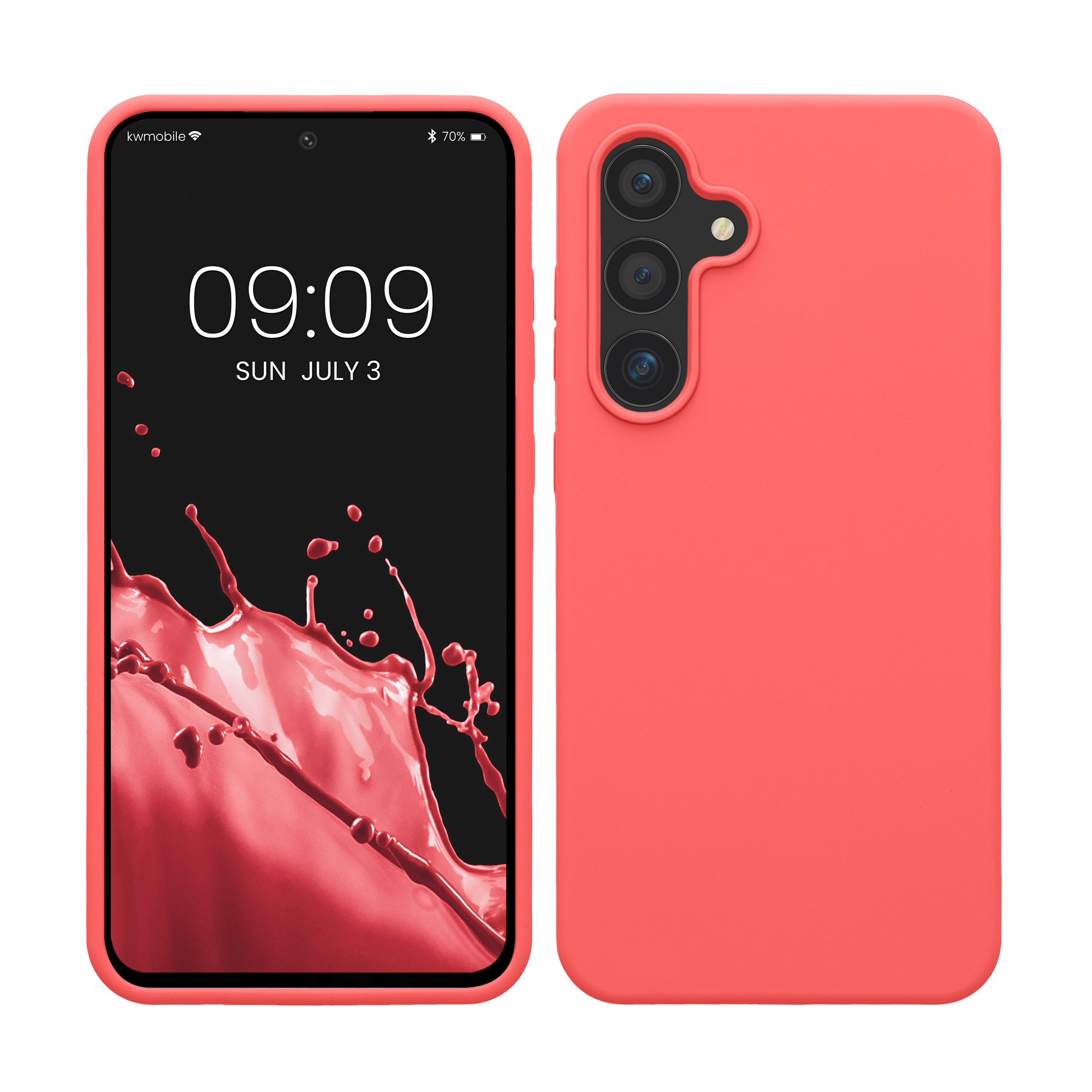 Gummierte Silikon Hülle für Samsung Galaxy S24 FE in Neon Koralle