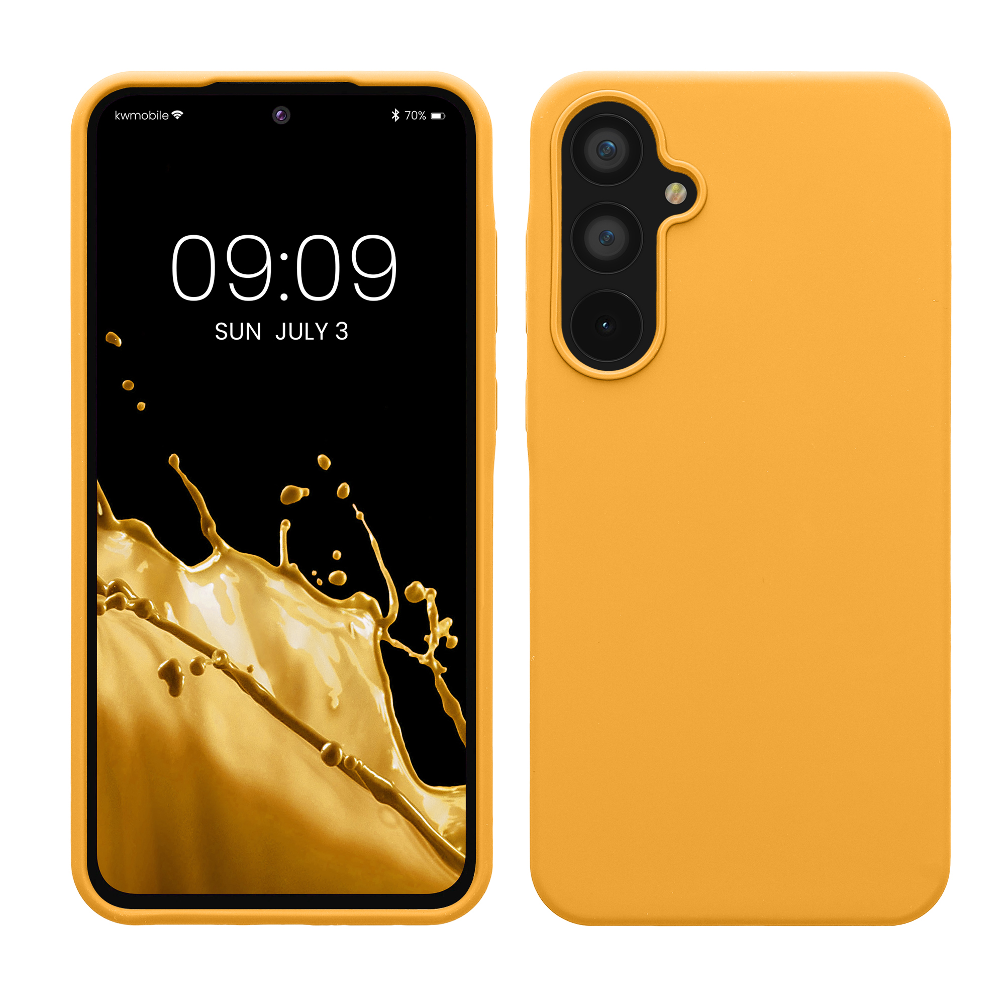 Gummierte Silikon Hülle für Samsung Galaxy A55 5G in Mango