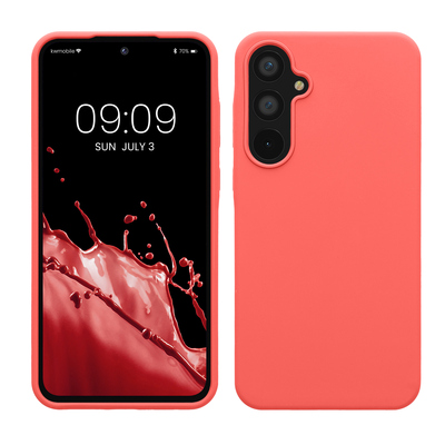 Gummierte Silikon Hülle für Samsung Galaxy A55 5G in Neon Koralle