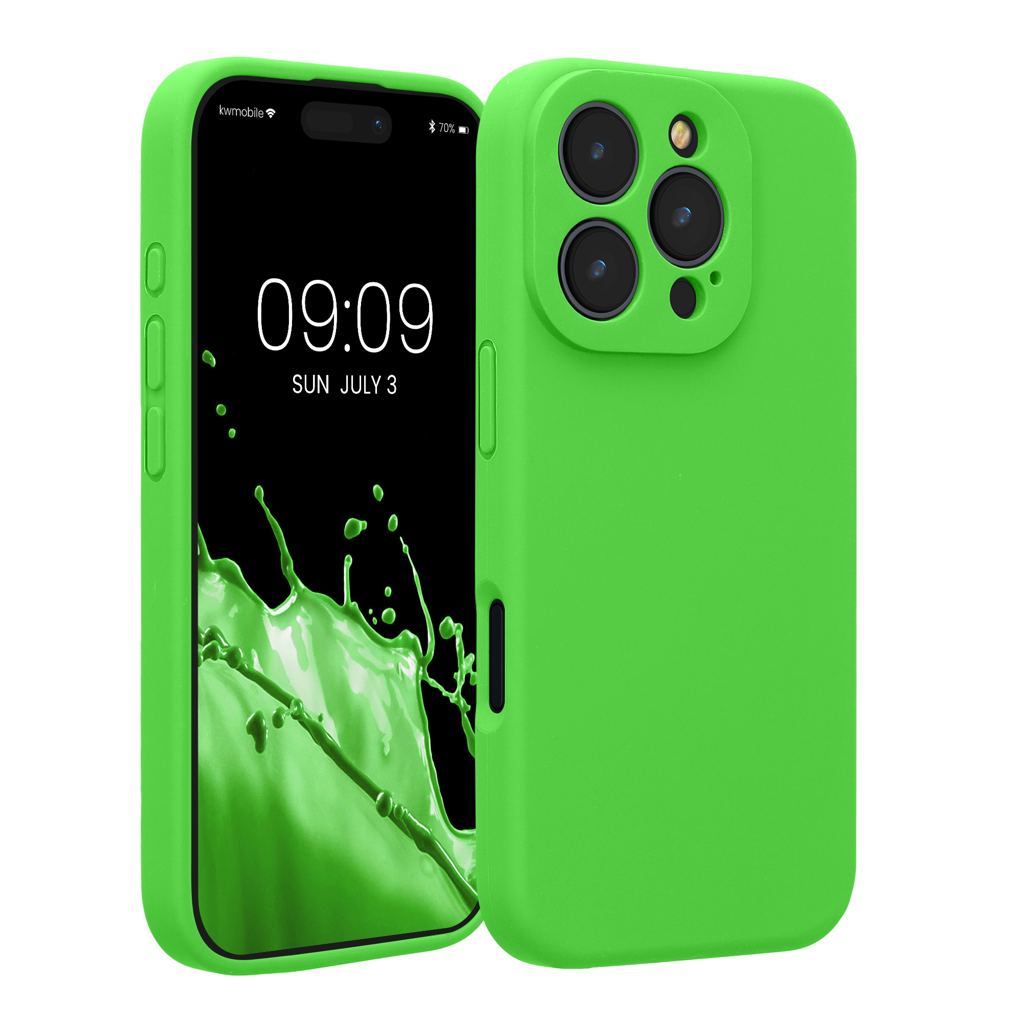 Gummierte Silikon Hülle mit Kameraschutz für Apple iPhone 16 Pro in Limettengrün
