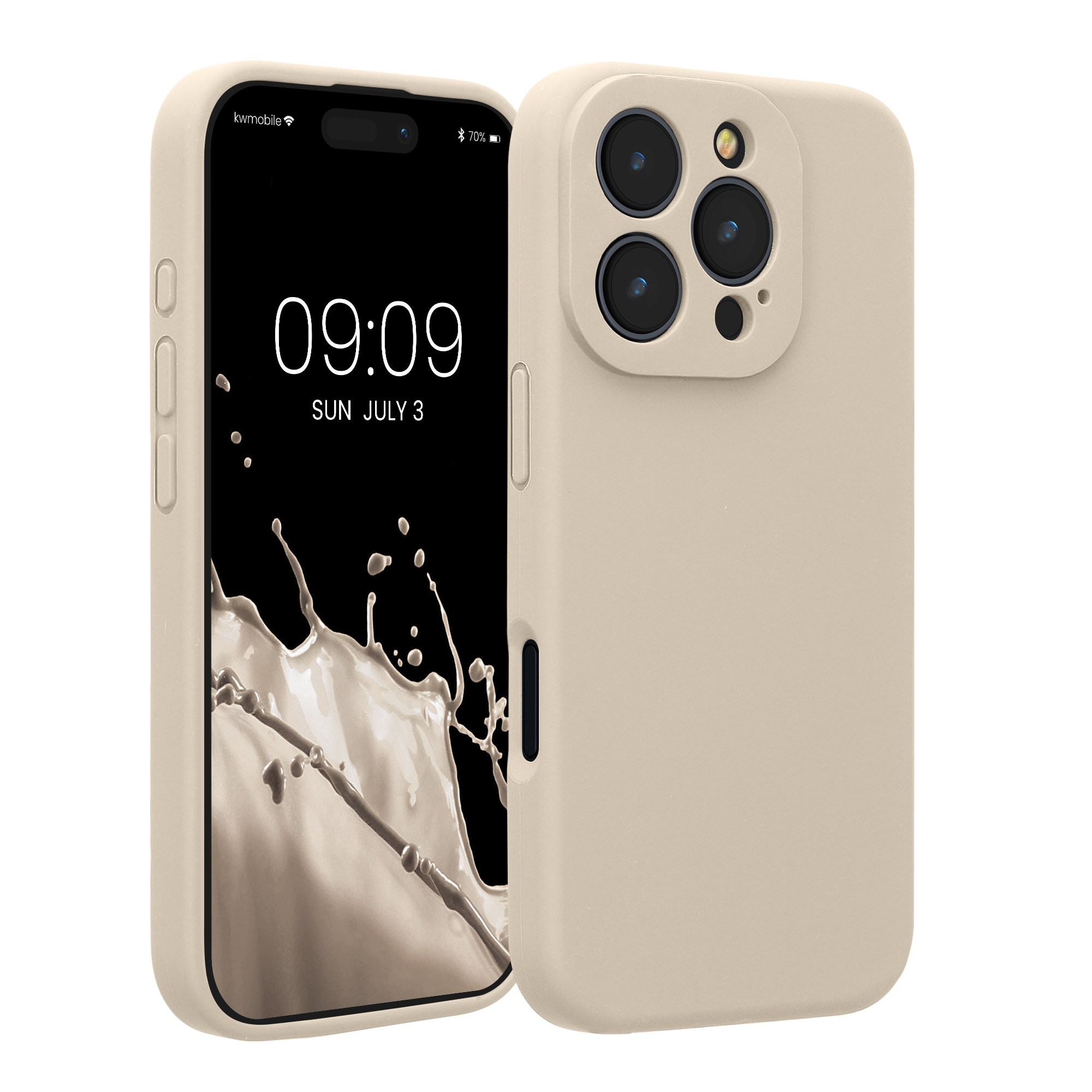 Gummierte Silikon Hülle mit Kameraschutz für Apple iPhone 16 Pro in Creme