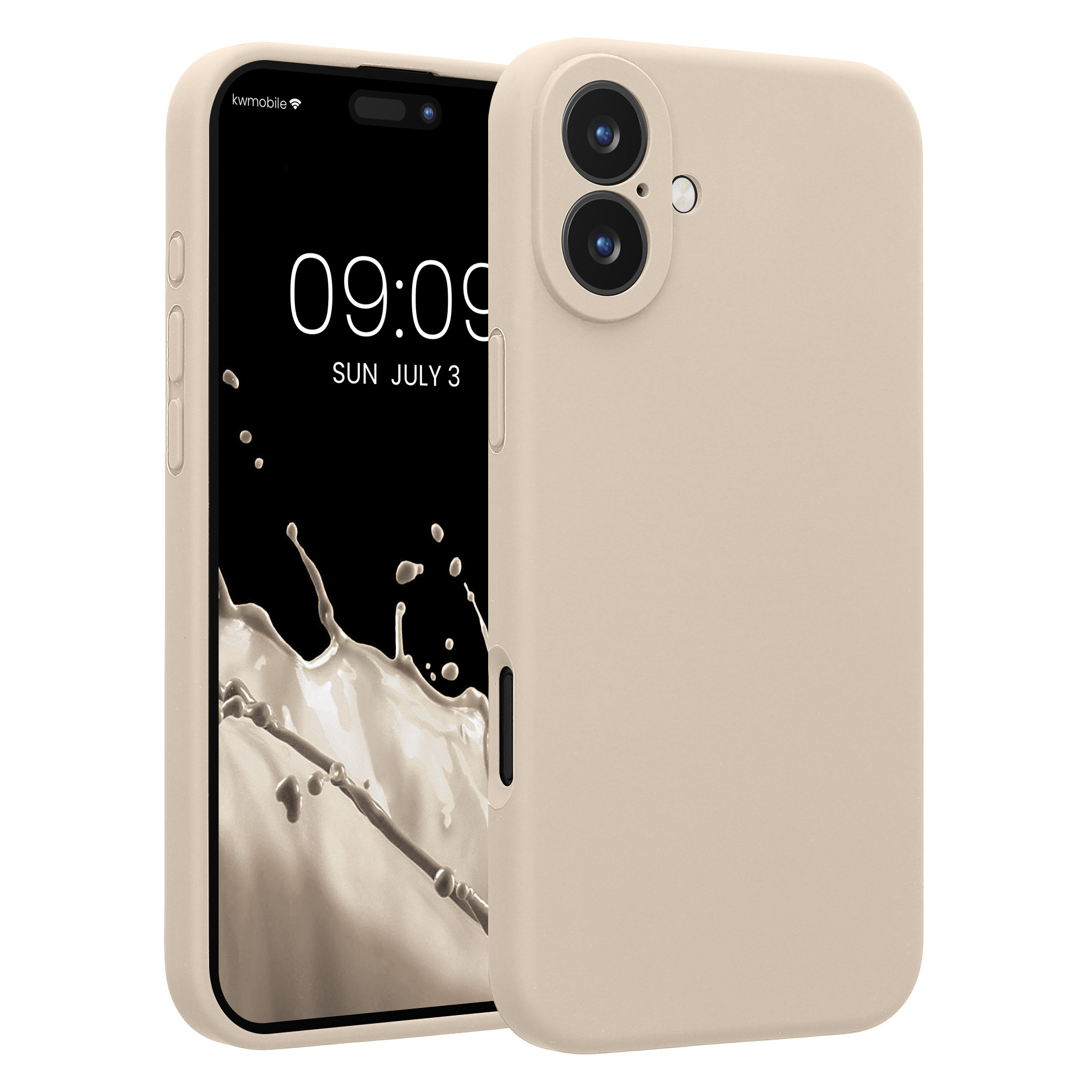 Gummierte Silikon Hülle mit Kameraschutz für Apple iPhone 16 Plus in Creme