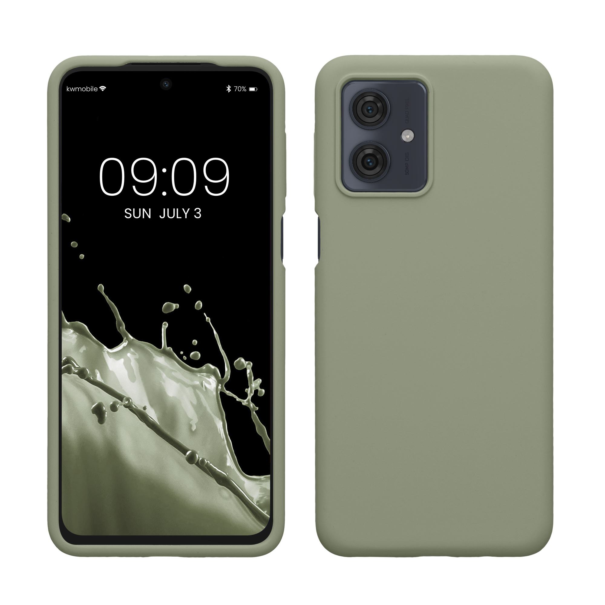 Gummierte Silikon Hülle für Motorola Moto G54 5G in Graugrün