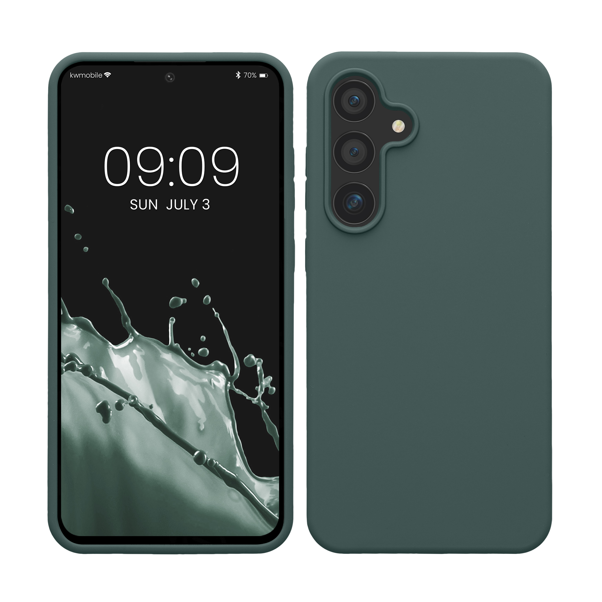 Gummierte Silikon Hülle für Samsung Galaxy S24 FE in Blaugrün