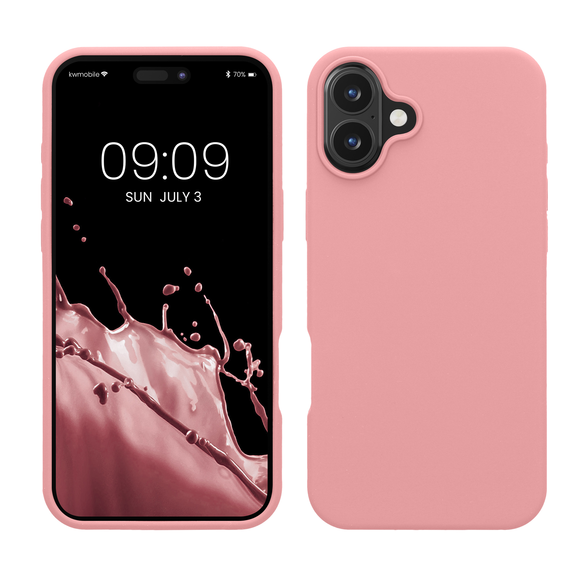 Gummierte Silikon Hülle für Apple iPhone 16 Plus in Hellrosa
