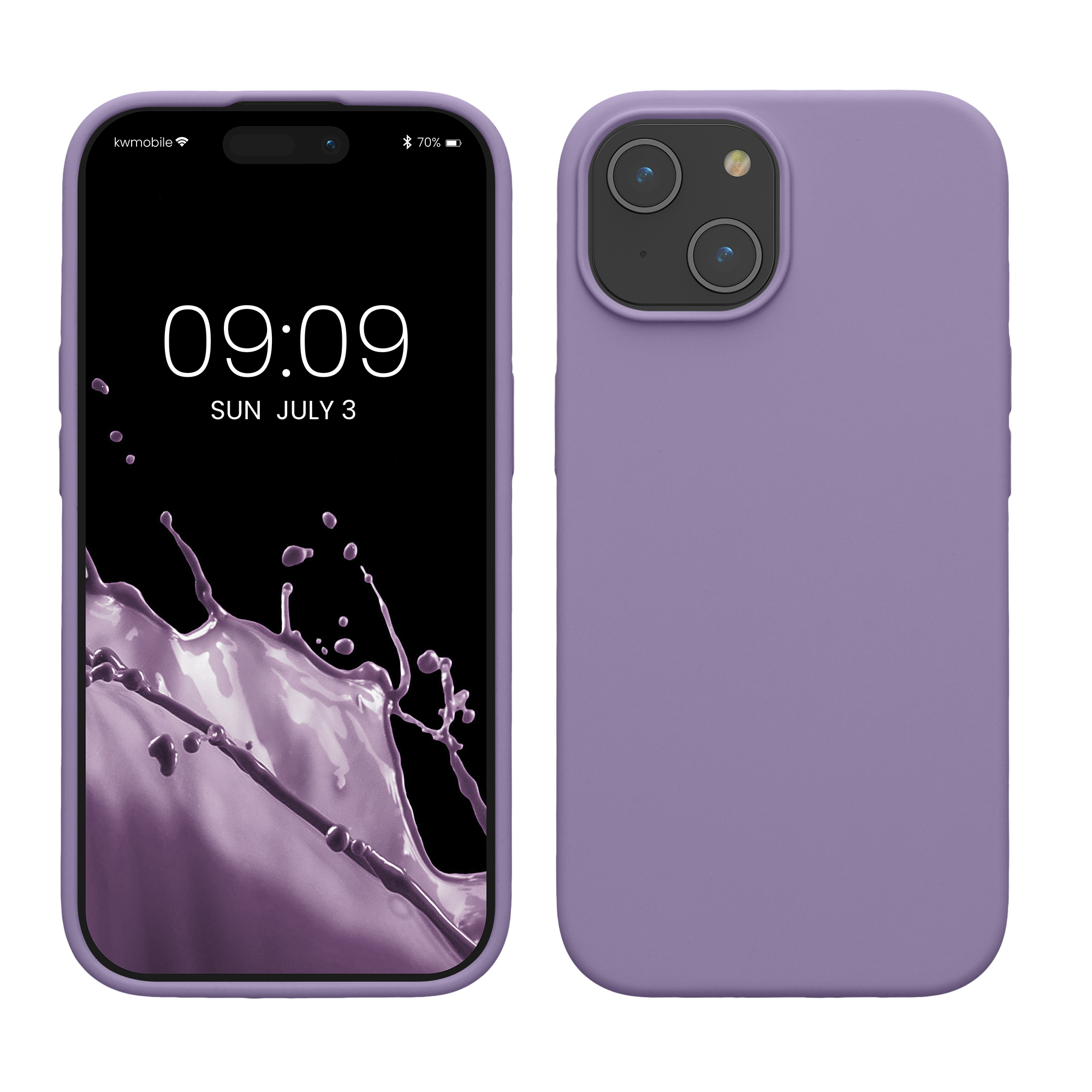 Gummierte Silikon Hülle für Apple iPhone 15 in Veilchen Lila
