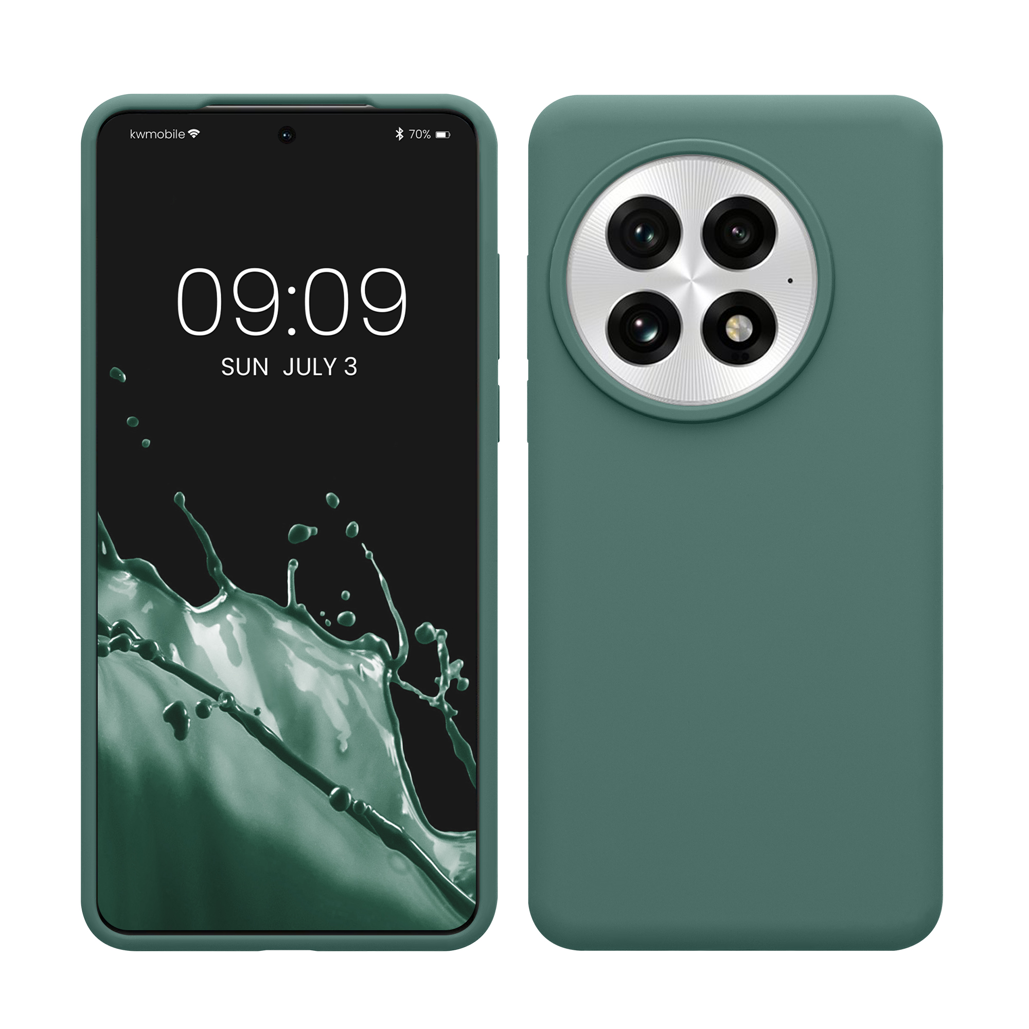 Gummierte Silikon Hülle für OnePlus 13 in Tannengrün