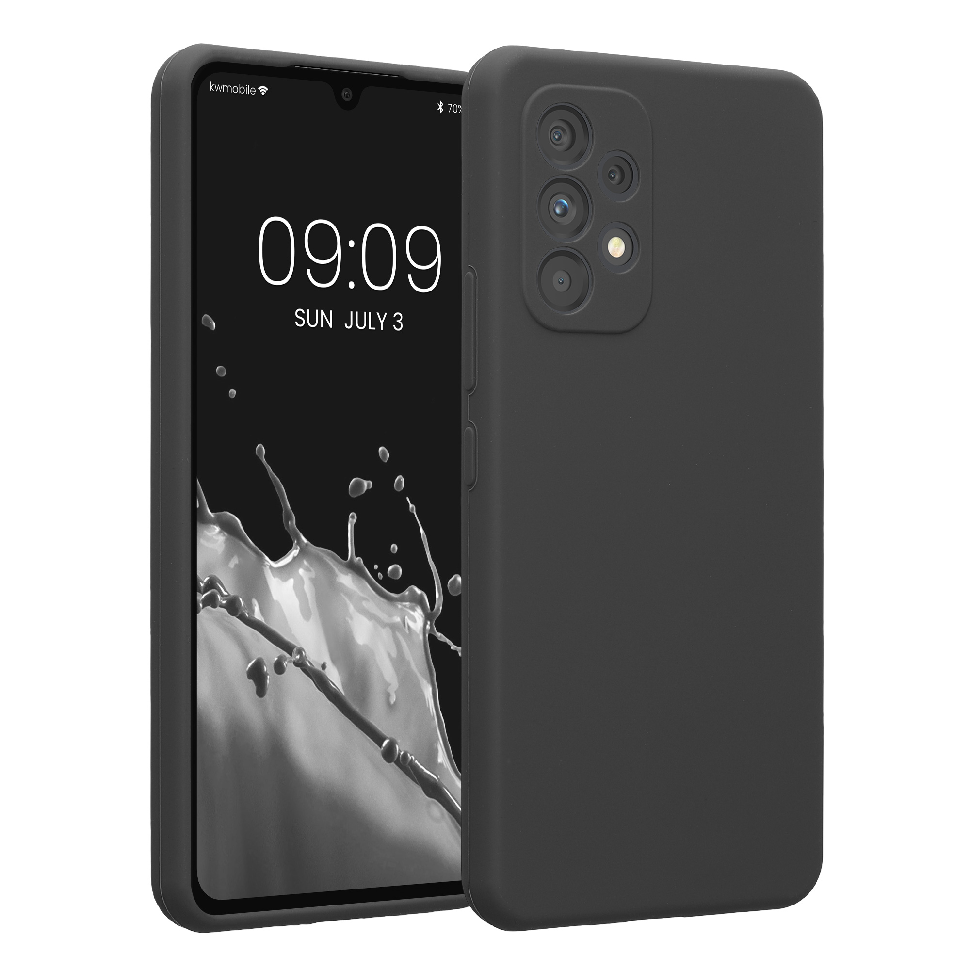 Gummierte Silikon Hülle mit Kameraschutz für Samsung Galaxy A53 5G in Dunkelgrau