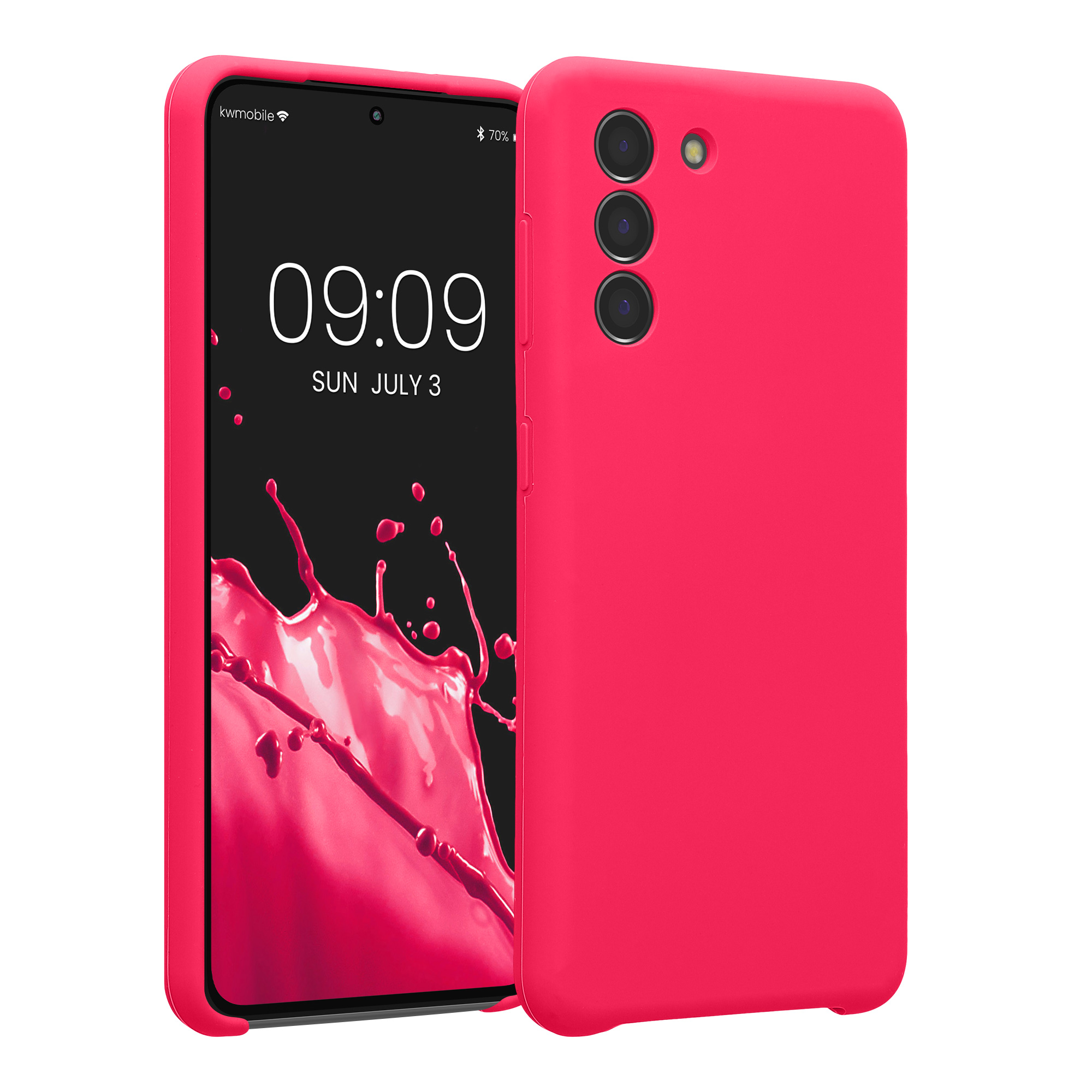 Cross selling Gummierte Silikon Hülle mit Kameraschutz für Samsung Galaxy S21 in Neon Pink