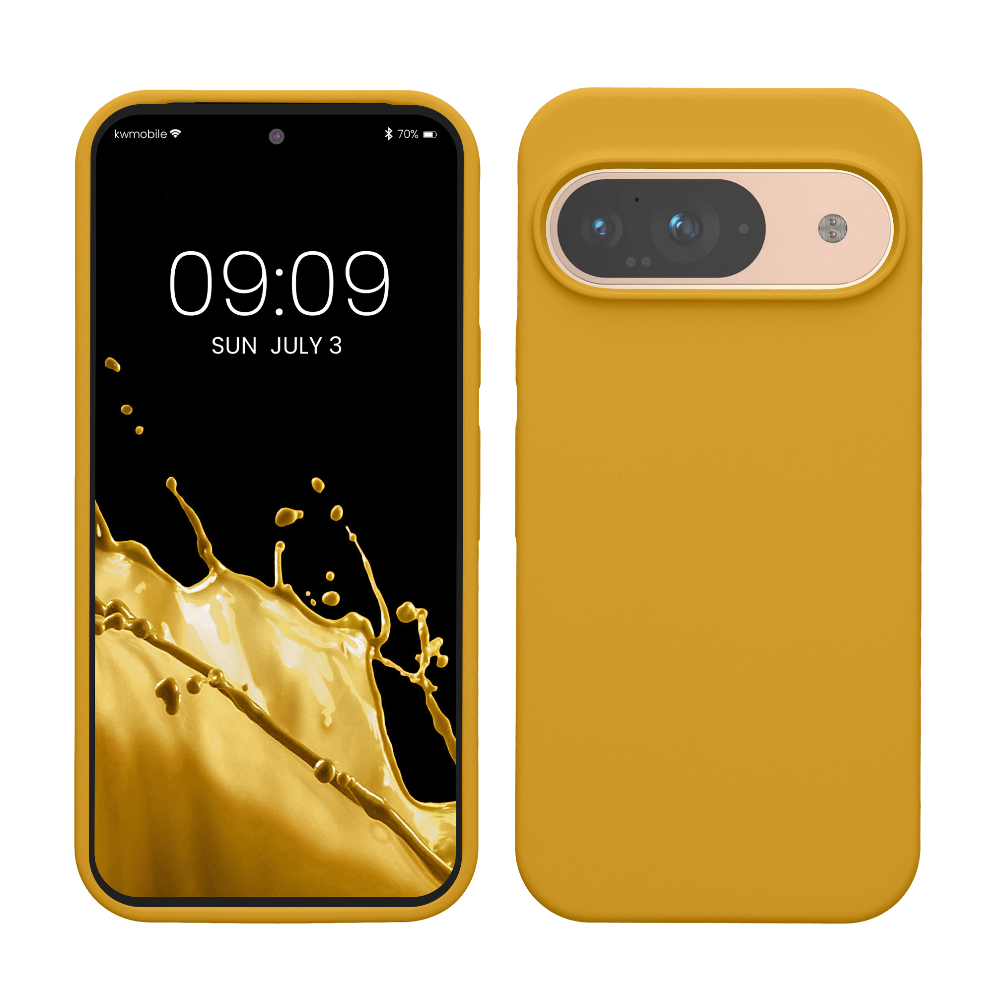 Gummierte Silikon Hülle für Google Pixel 9 / Pixel 9 Pro in Honiggelb
