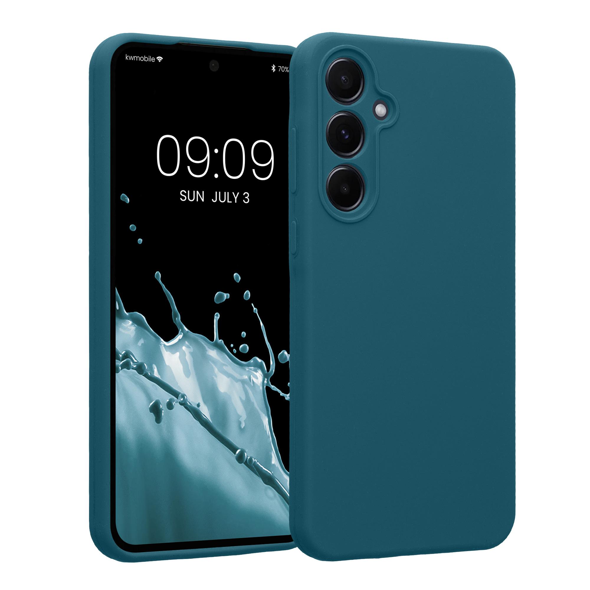 Gummierte Silikon Hülle mit Kameraschutz für Samsung Galaxy A55 5G in Petrol matt