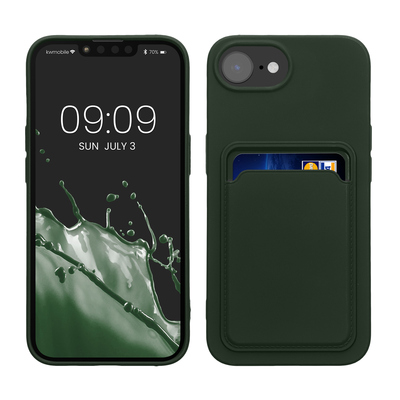 TPU Hülle mit Kartenfach für Apple iPhone 16e Dunkelgrün