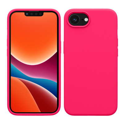 Gummierte Silikon Hülle für Apple iPhone 16e in Neon Pink