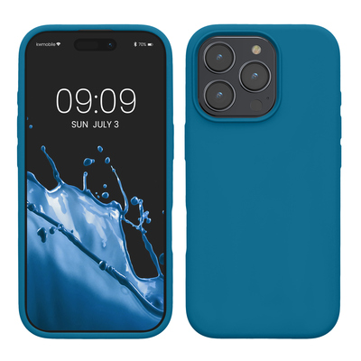 Gummierte Silikon Hülle für Apple iPhone 16 Pro Max in Karibikblau