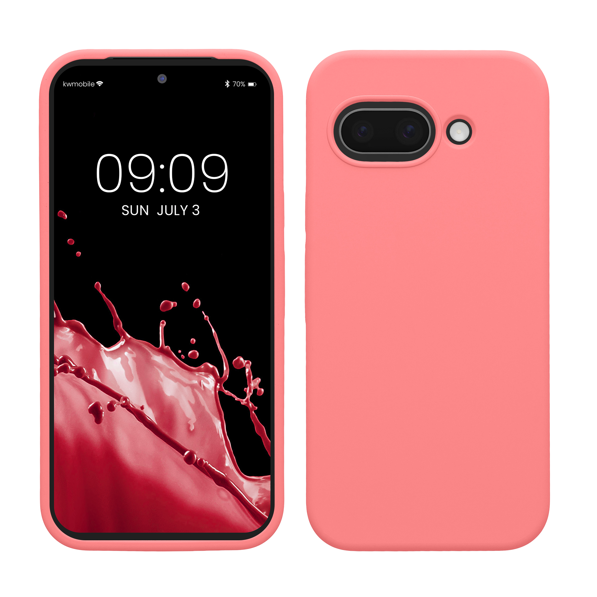 Gummierte Silikon Hülle für Google Pixel 9a in Pastell Koralle