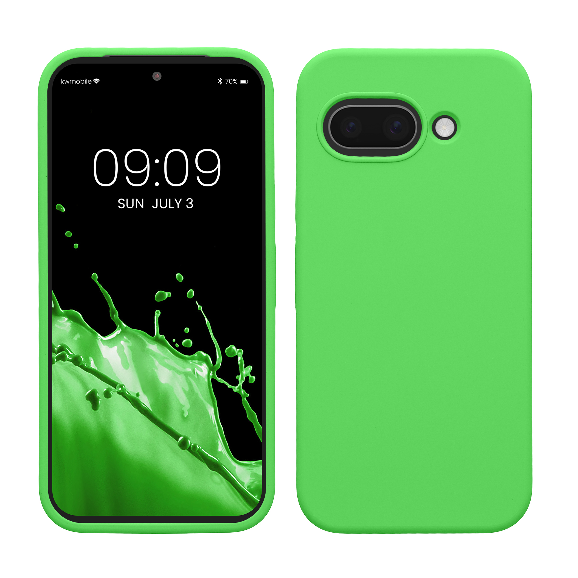 Gummierte Silikon Hülle für Google Pixel 9a in Limettengrün