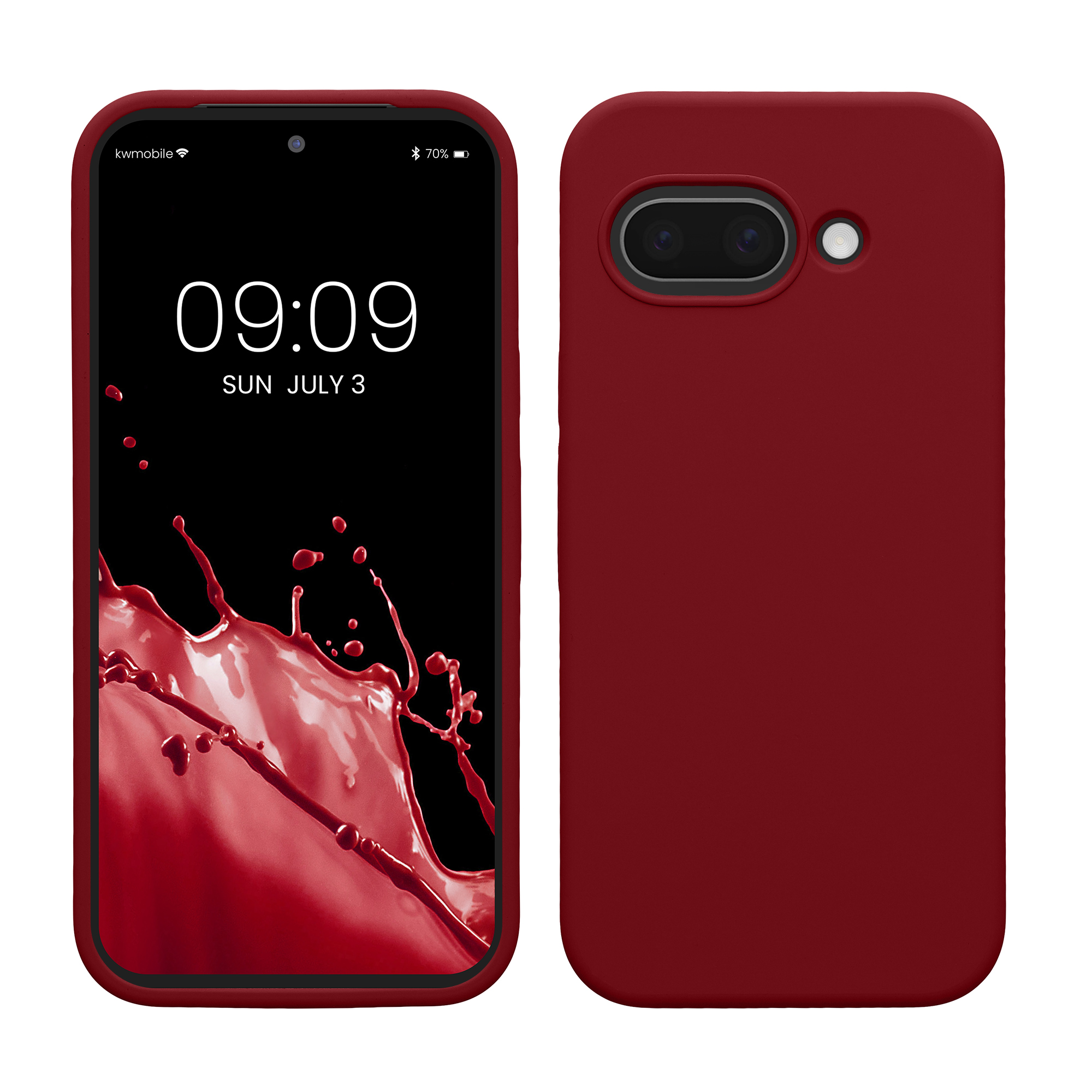 Gummierte Silikon Hülle für Google Pixel 9a in Rhabarber Rot