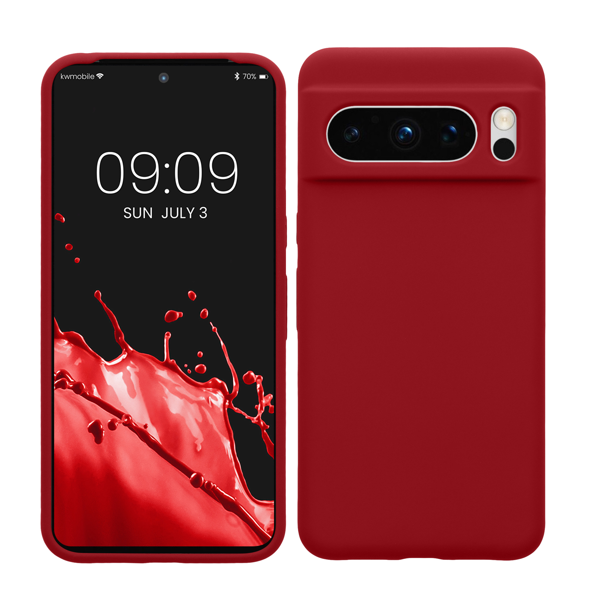 Gummierte Silikon Hülle für Google Pixel 8 Pro in Rhabarber Rot