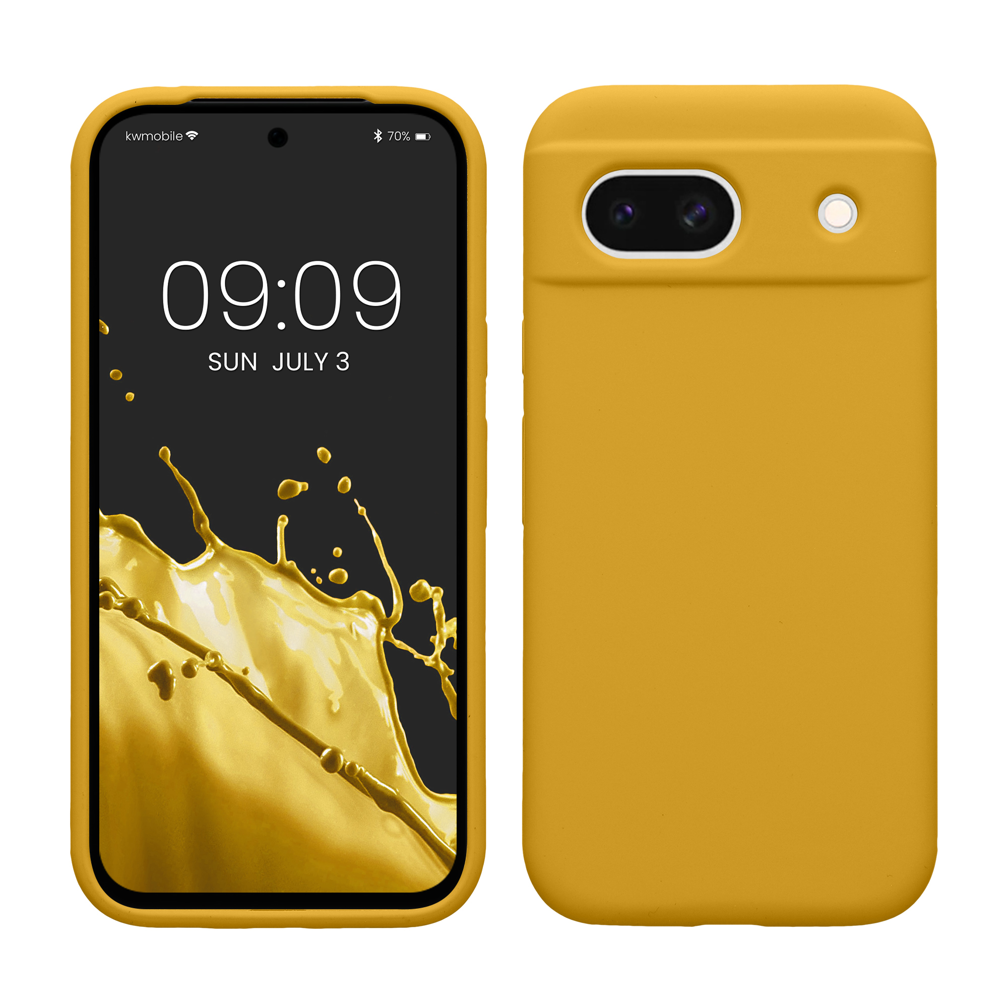 Gummierte Silikon Hülle für Google Pixel 8a in Honiggelb