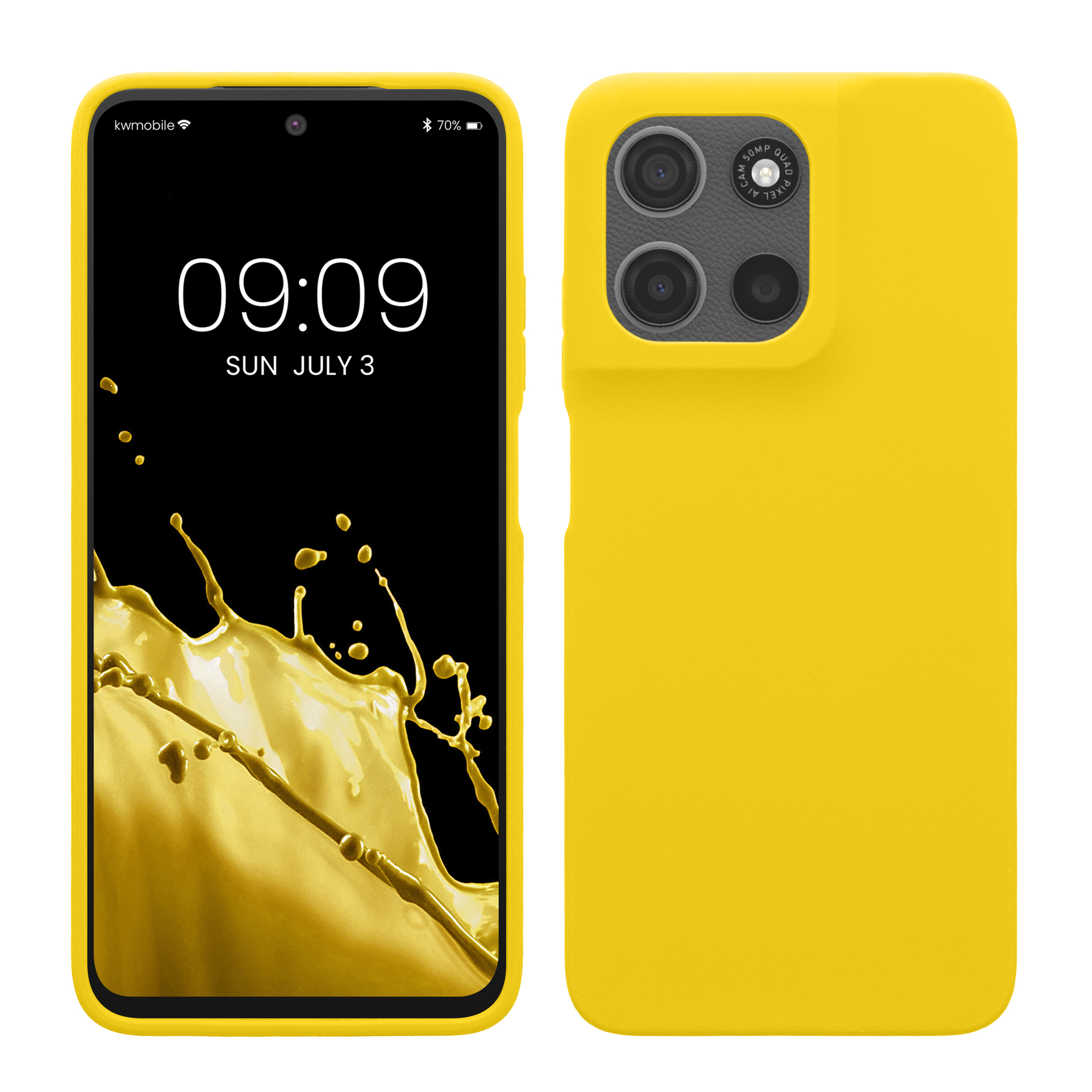 Gummierte Silikon Hülle für Motorola Moto G15 in Strahlend Gelb