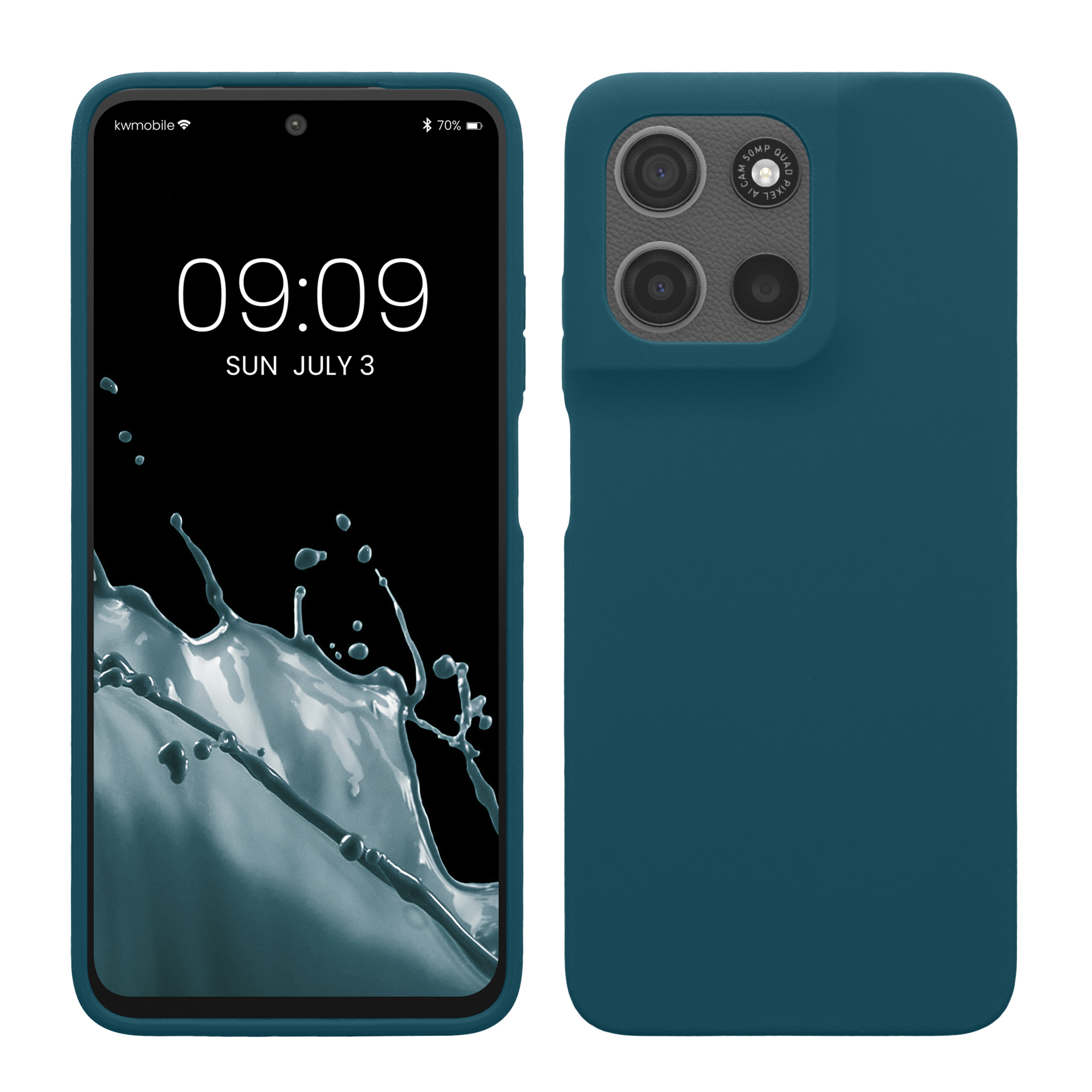 Gummierte Silikon Hülle für Motorola Moto G15 in Petrol