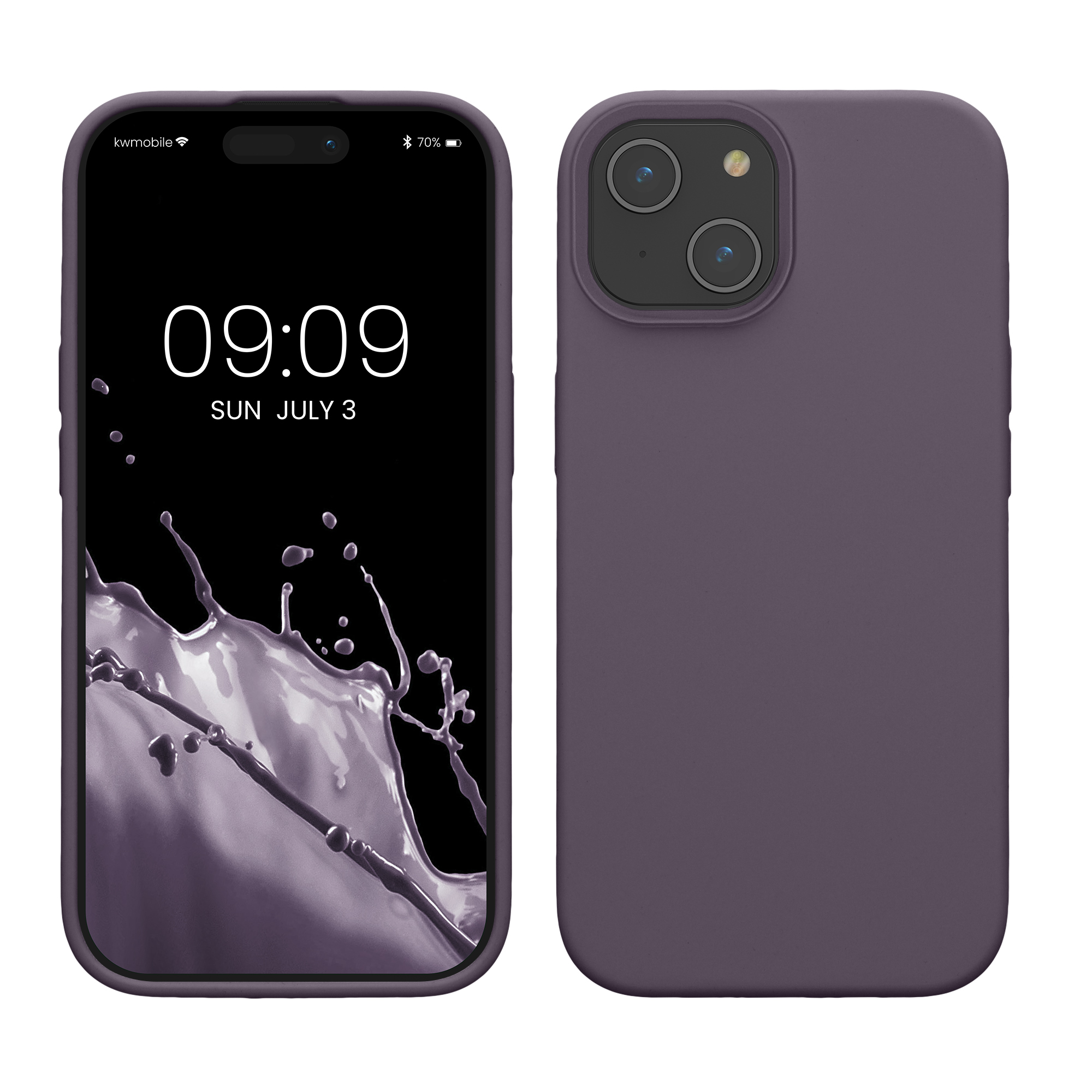 Gummierte Silikon Hülle für Apple iPhone 15 in Helle Iris