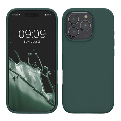 Gummierte Silikon Hülle für Apple iPhone 16 Pro Max in Blaugrün