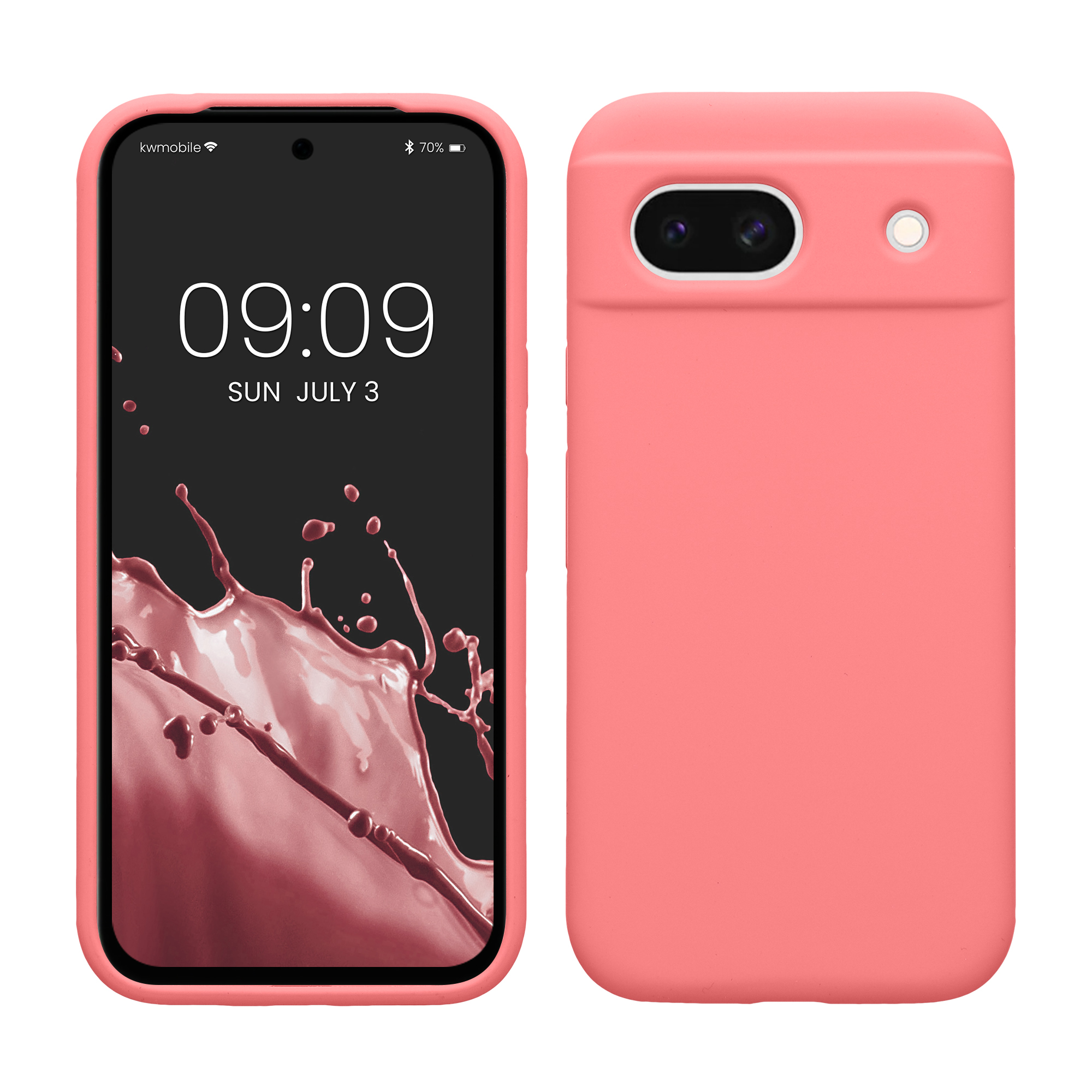 Gummierte Silikon Hülle für Google Pixel 8a in Pastell Koralle