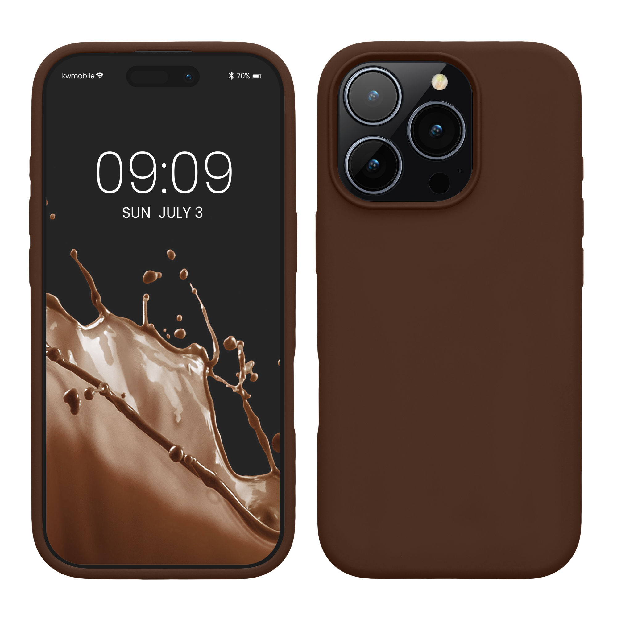 Gummierte Silikon Hülle für Apple iPhone 16 Pro in Chocolate