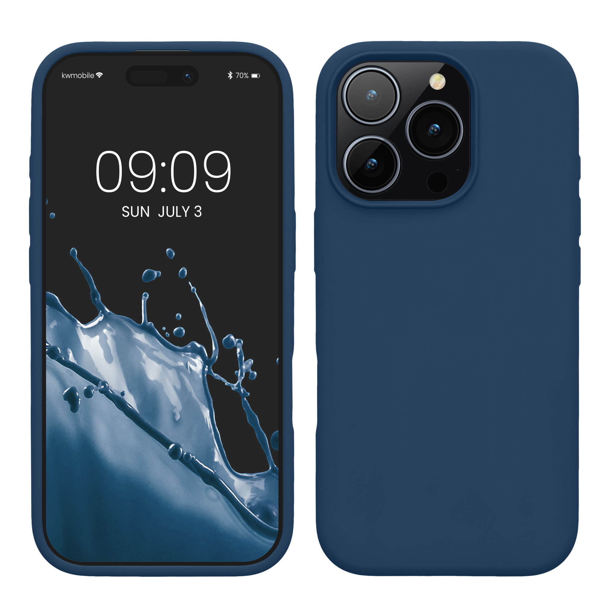 Gummierte Silikon Hülle für Apple iPhone 16 Pro in Marineblau