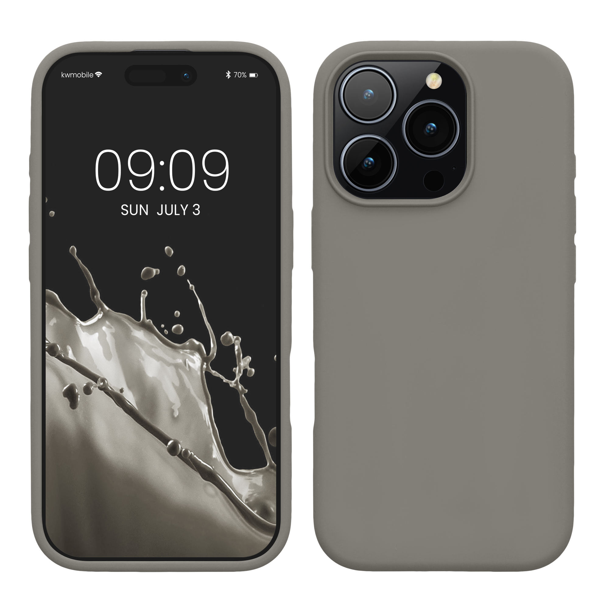 Gummierte Silikon Hülle für Apple iPhone 16 Pro in Stone Dust