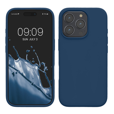Gummierte Silikon Hülle für Apple iPhone 16 Pro Max in Marineblau