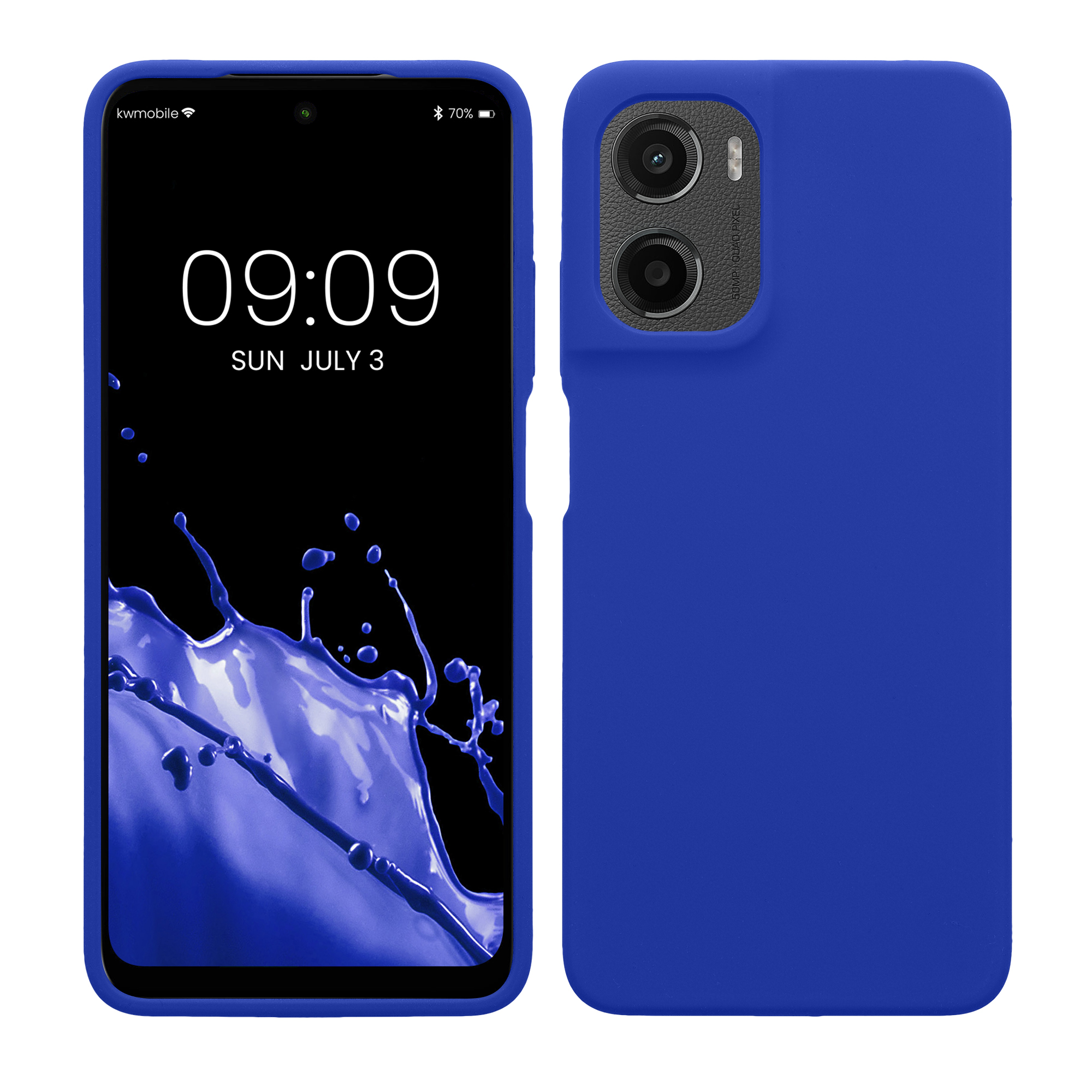 Gummierte Silikon Hülle für Motorola Moto G05 / Moto E15 in Baltik Blau