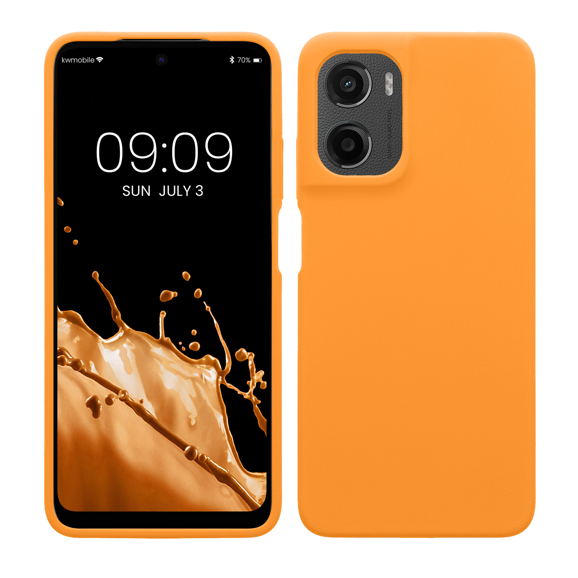 Gummierte Silikon Hülle für Motorola Moto G05 / Moto E15 in Fruity Orange