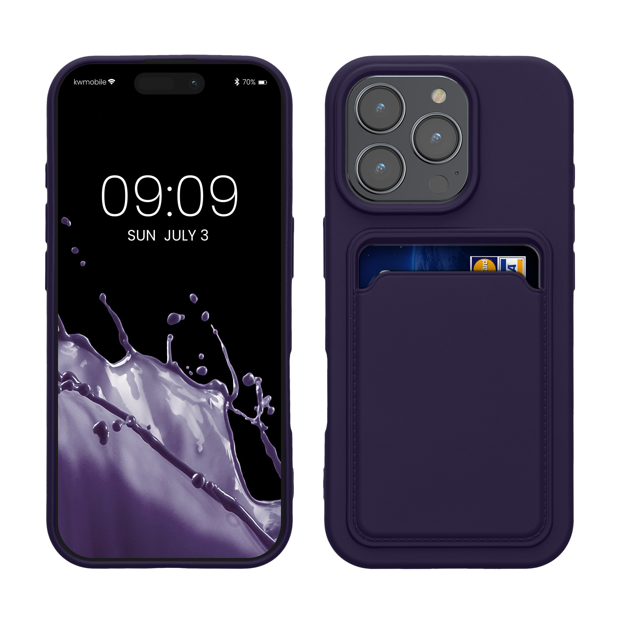 TPU Hülle mit Kartenfach für Apple iPhone 16 Pro Baltik Blau